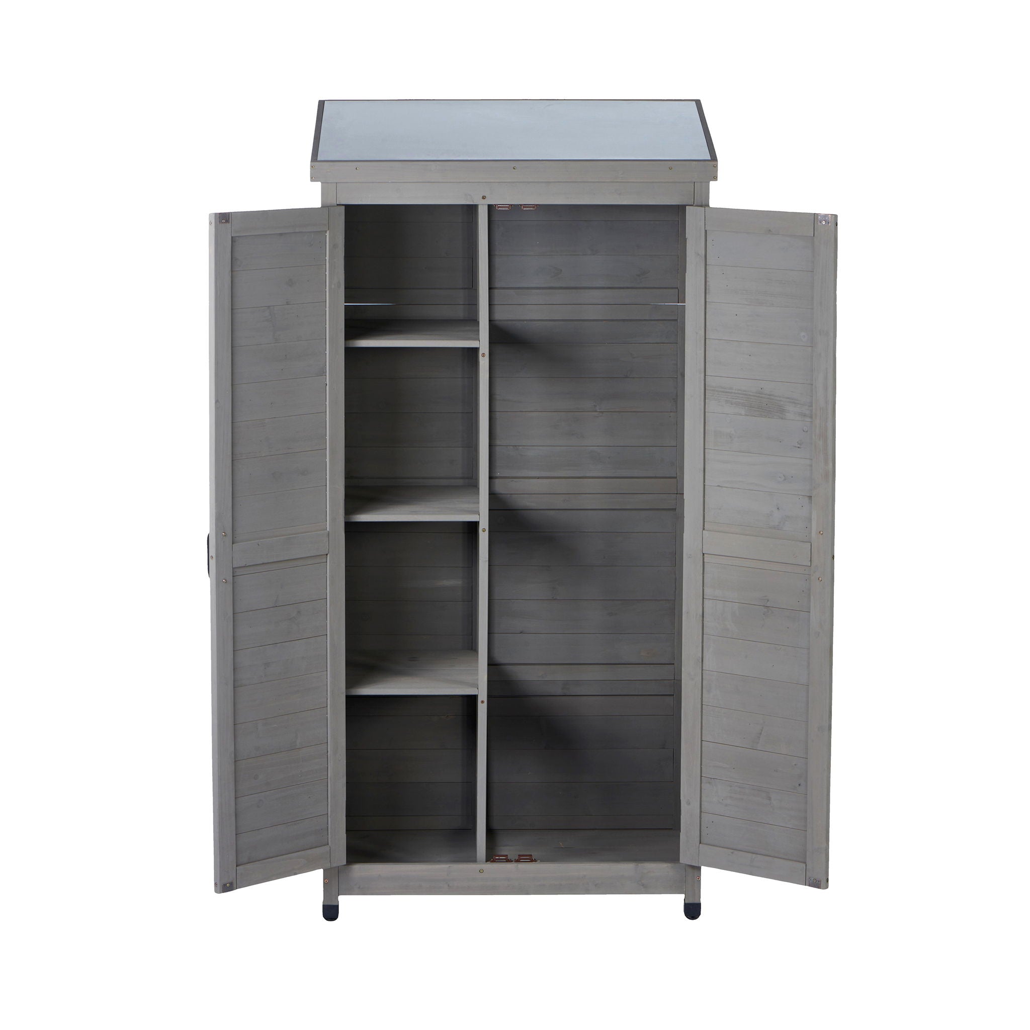 Outdoor Storage Shed With Vertical Tool Cabinet For Backyard