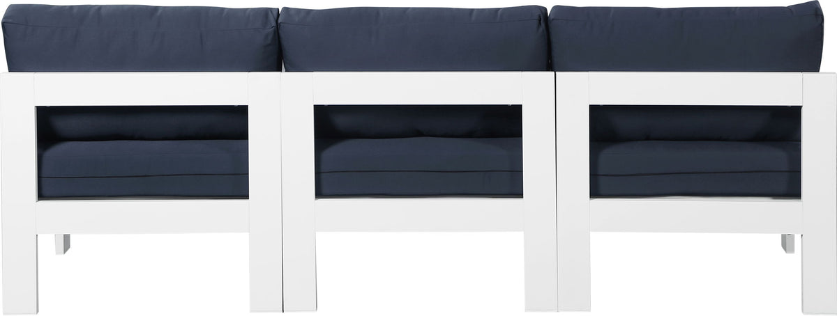 Nizuc - Outdoor Patio 3 Seat Armless Modular Sofa With White Frame