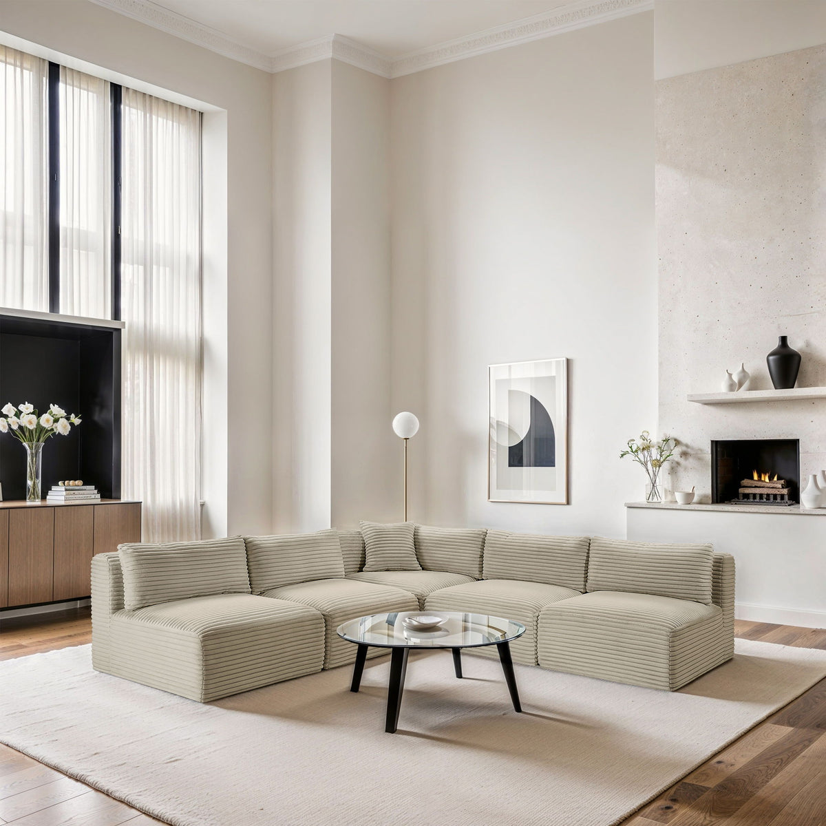 Shaggy - 5 Piece Modular Corner Armless Sectional