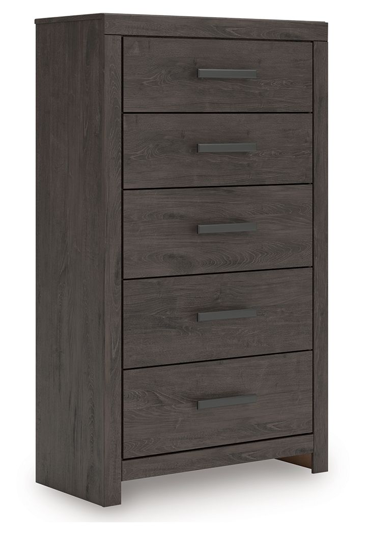 Prendonea - Five Drawer Chest - Charcoal