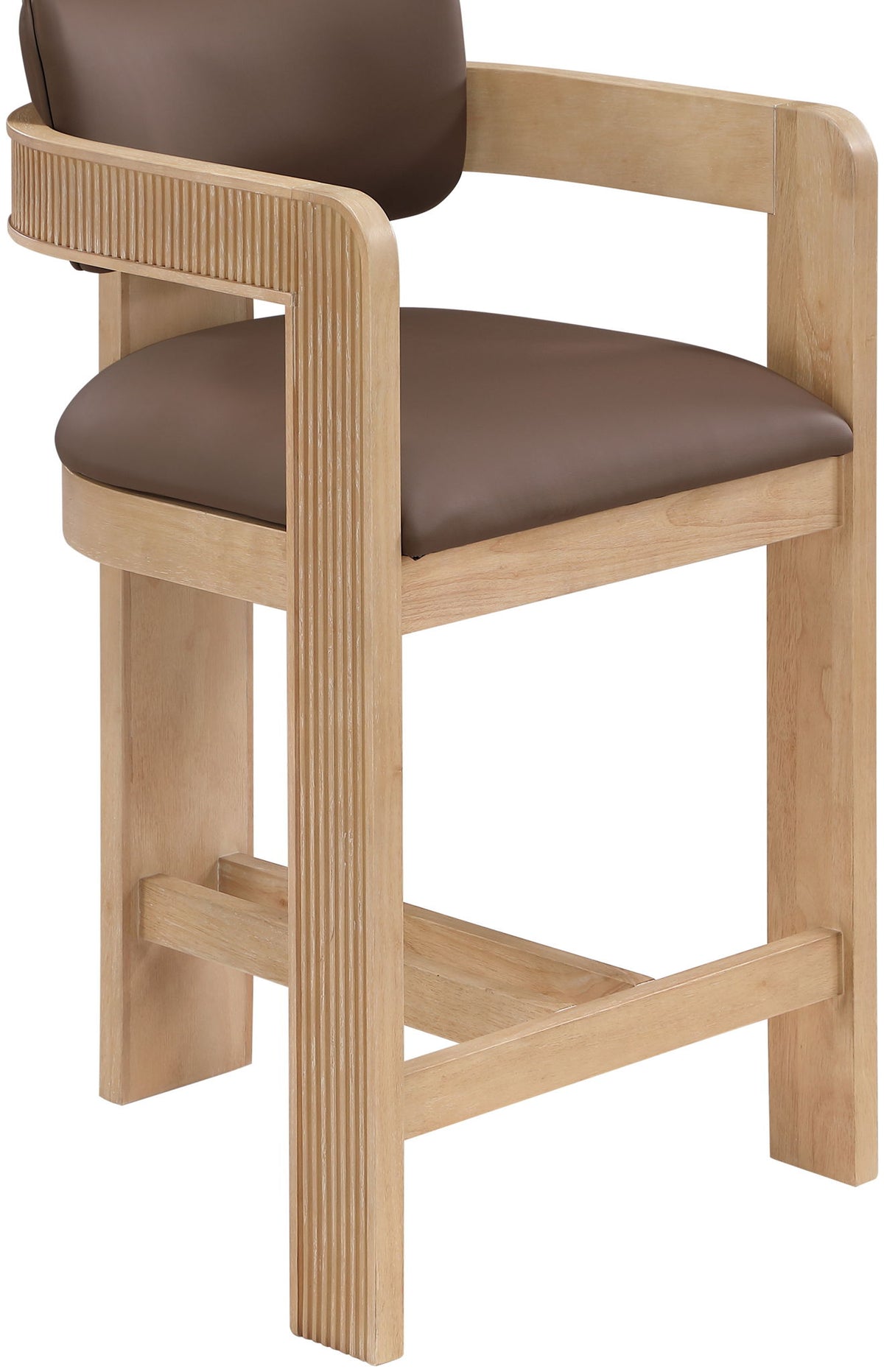 Sacha - Vegan Leather Upholstered Counter Stool With Natural Base