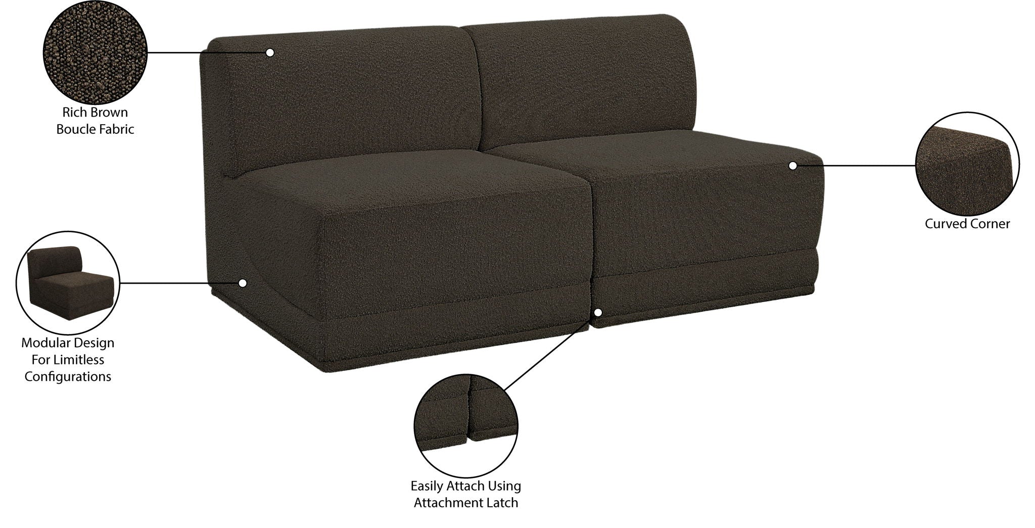Ollie - 2 Seat Armless Modular Sofa