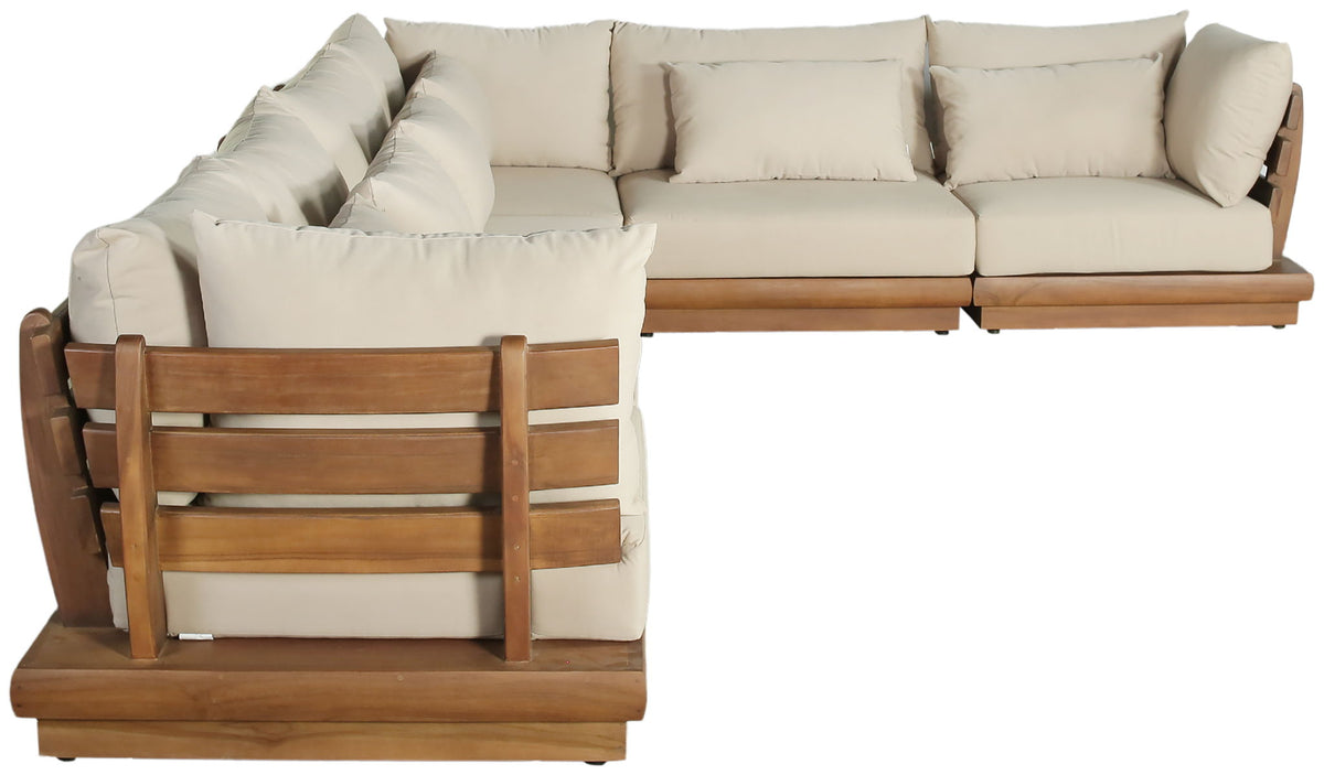 Mirella - 6 Piece Water Resistant Fabric Upholstered Outdoor Patio Modular Sectional