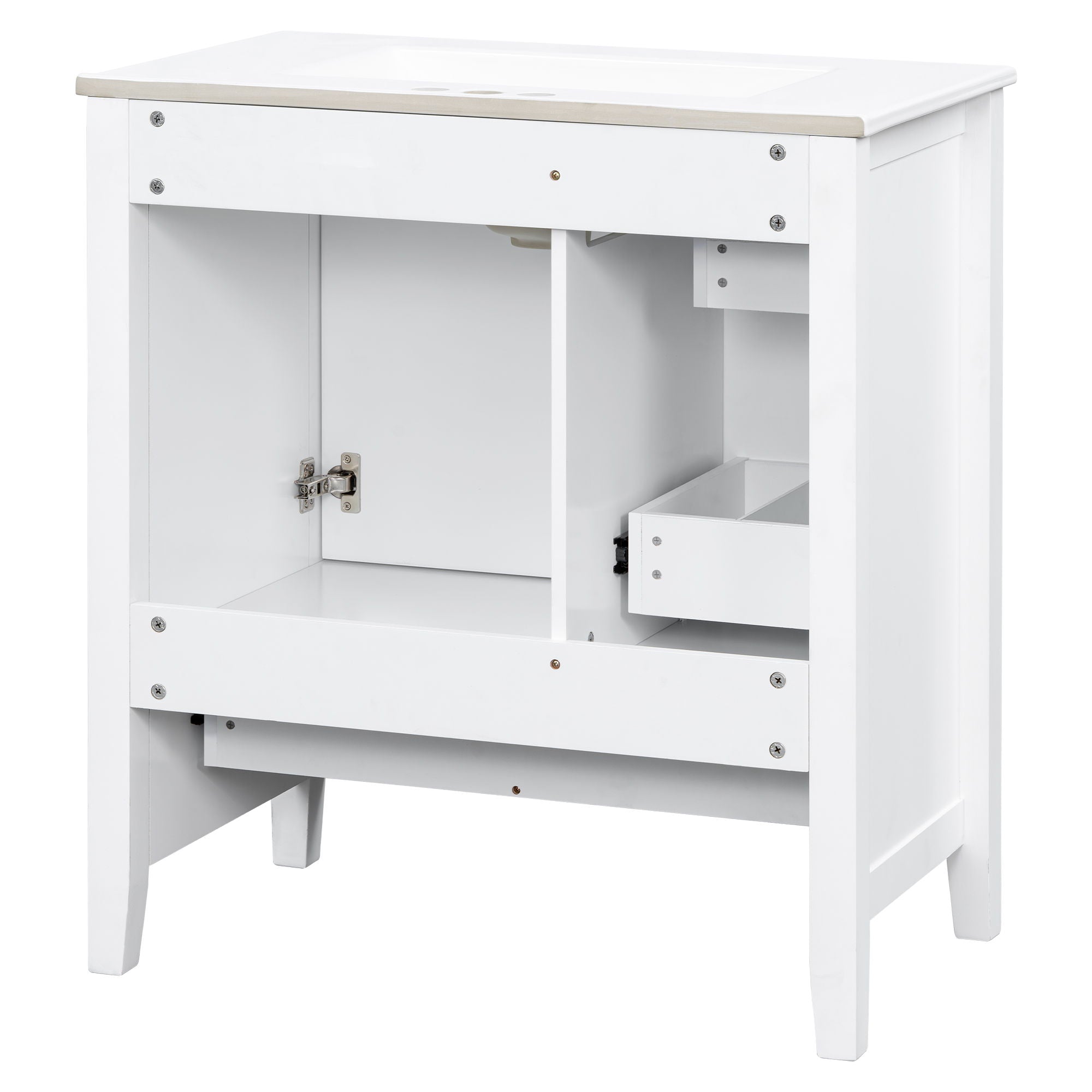 Modern Bathroom Vanity With Sink, 1 Cabinet & 3 Drawers