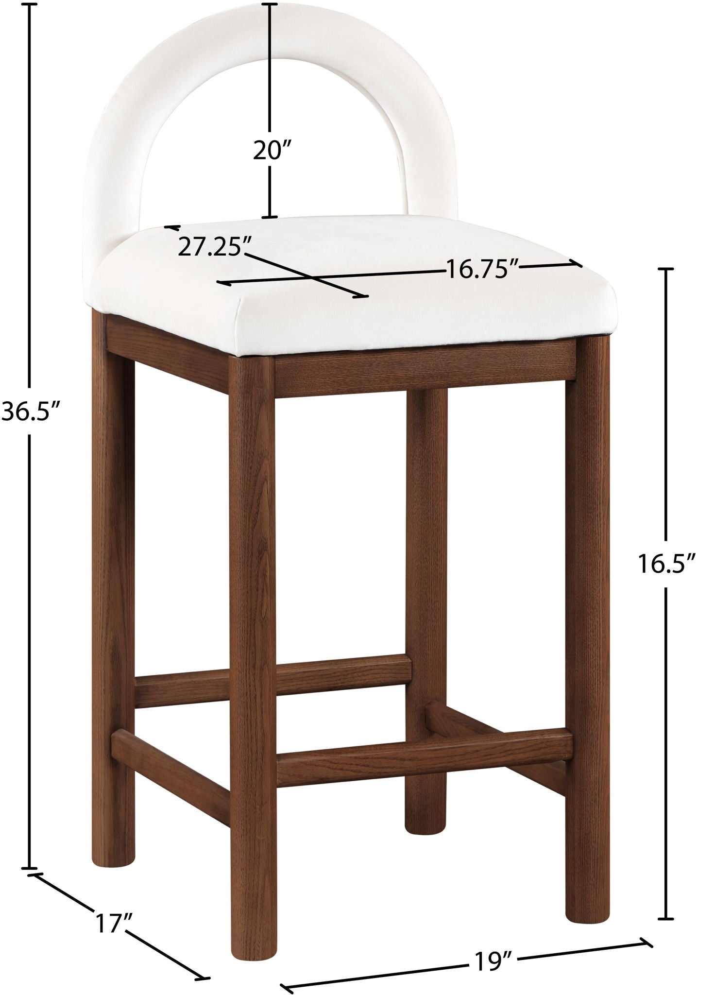 Conrad - Velvet Counter Stool With Brown Legs