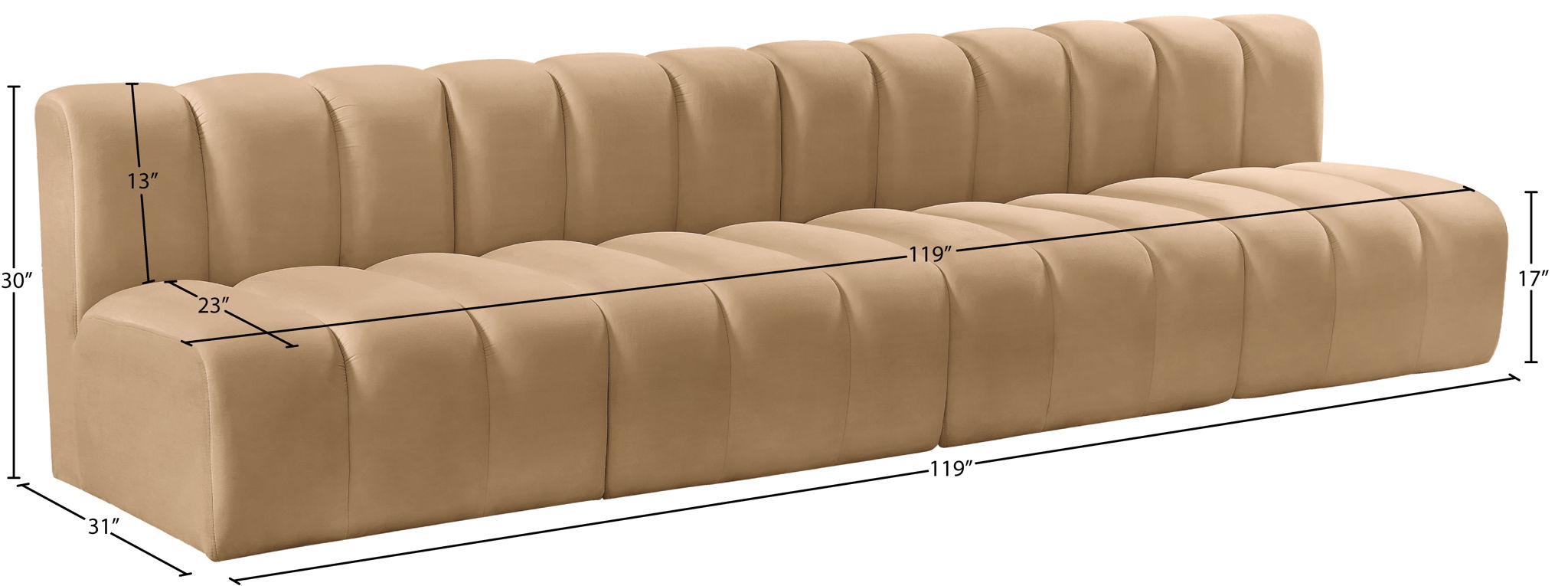 Arc - Velvet 4 Seats Modular Sofa