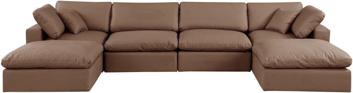 Comfy - 6 Piece Faux Leather Modular Double Chaise Sectional