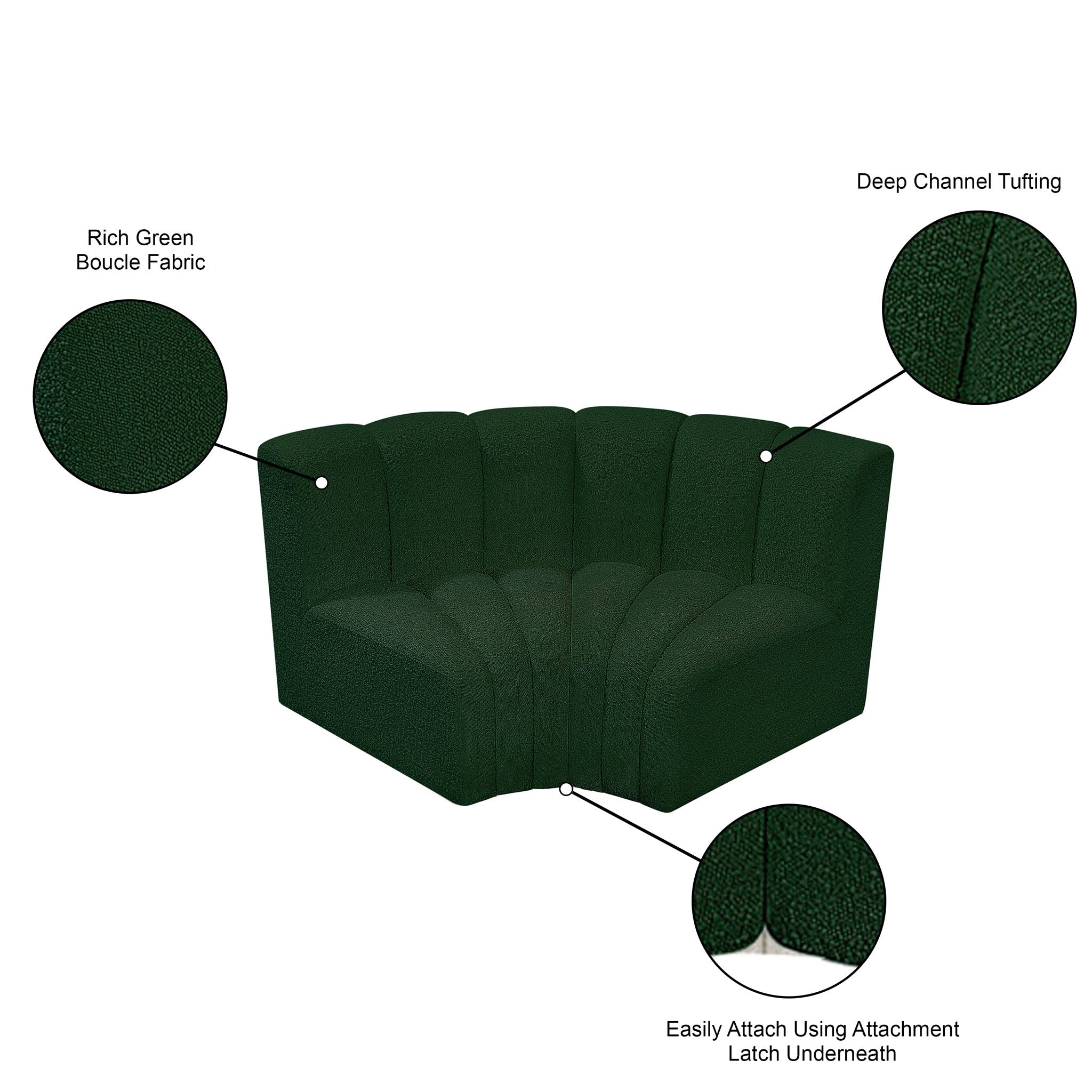 Arc - Boucle Fabric 2 Piece Modular Sofa