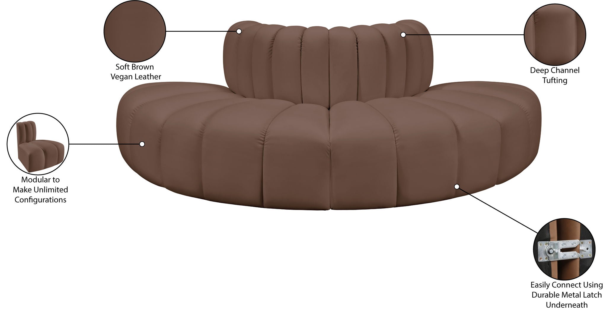Arc - Faux Leather 4 Piece Modular Sofa