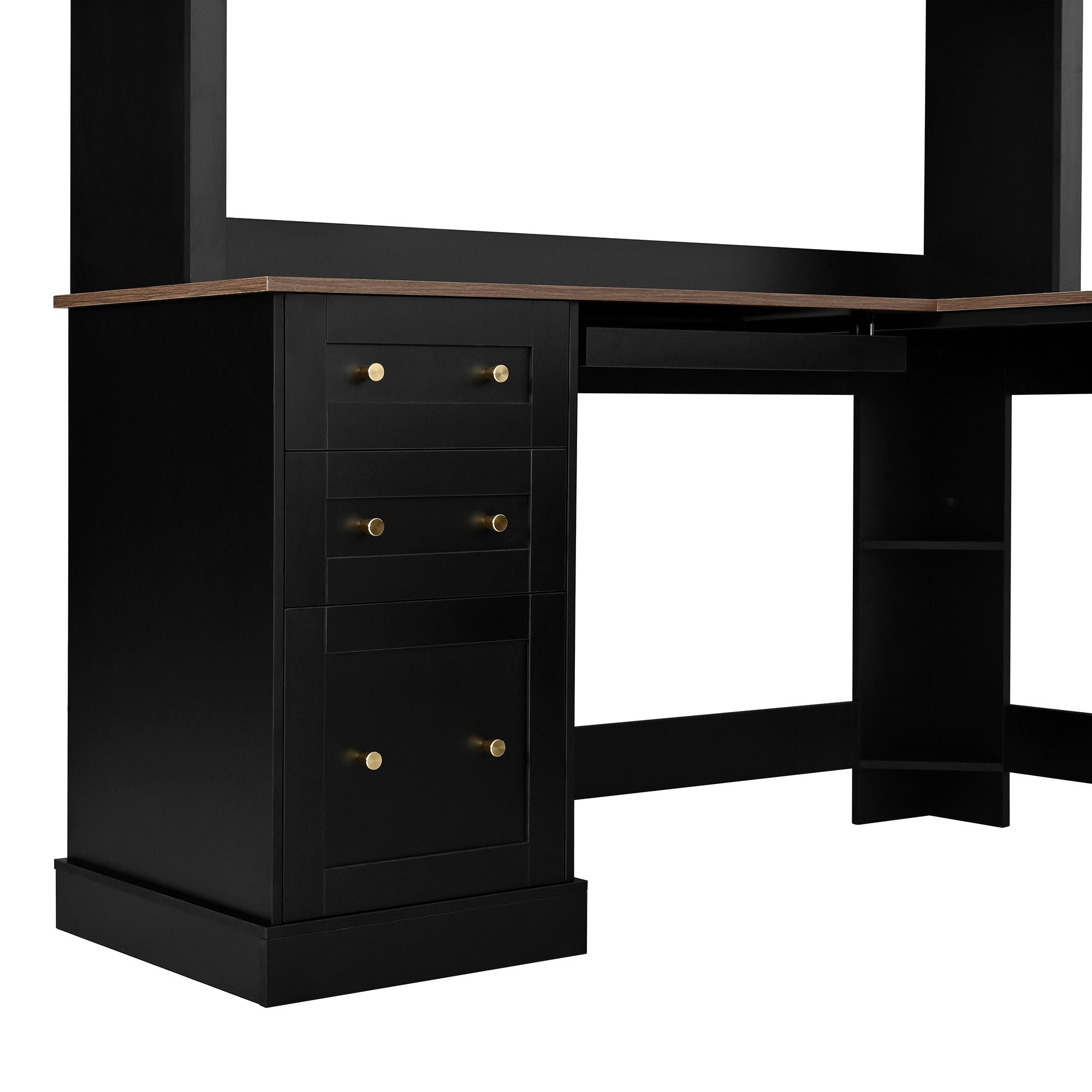 Space Saving L-Shaped Computer Desk With Keyboard Tray & Charging Stations