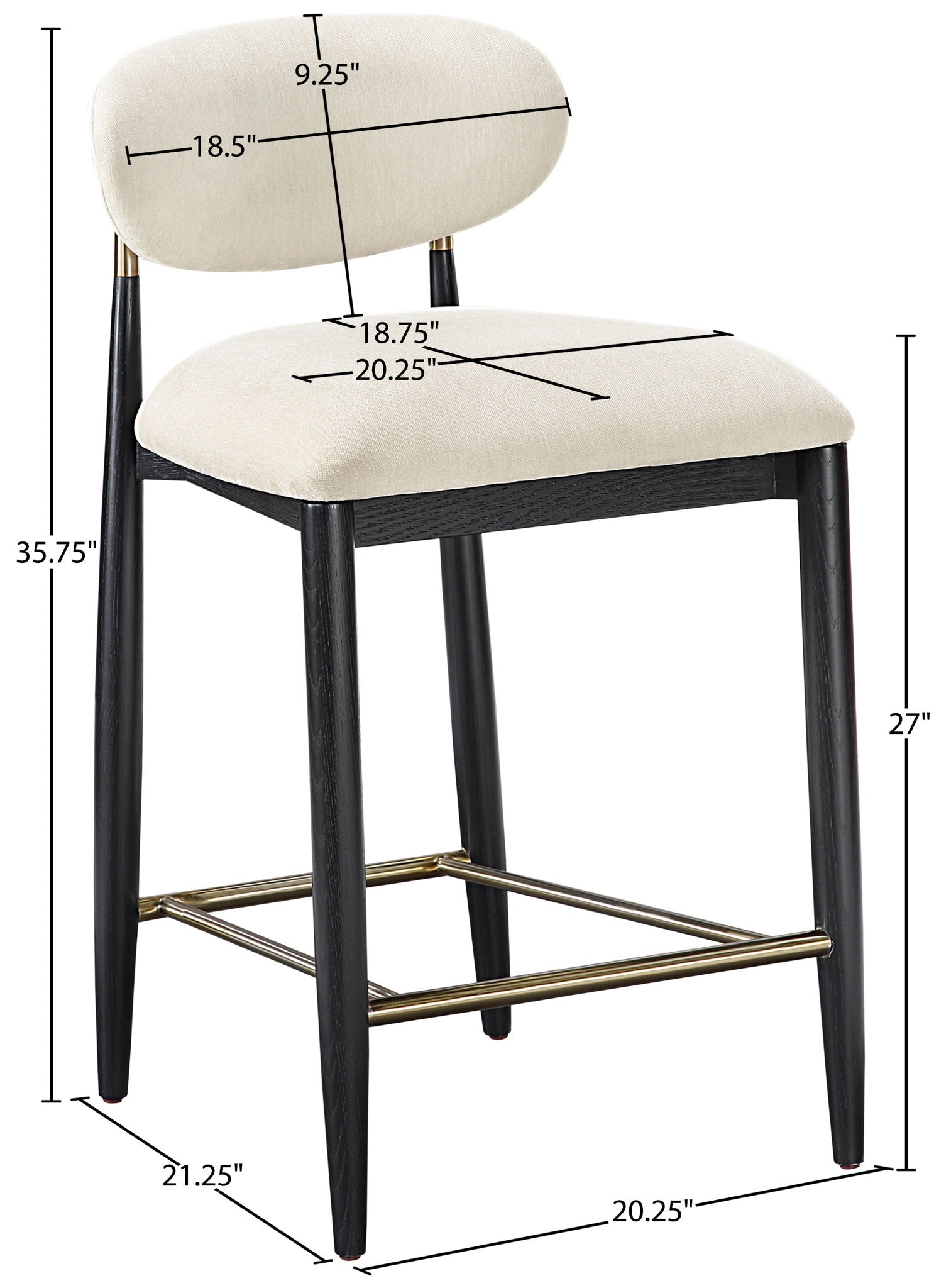 Riccio - Fabric Stool - Black Frame