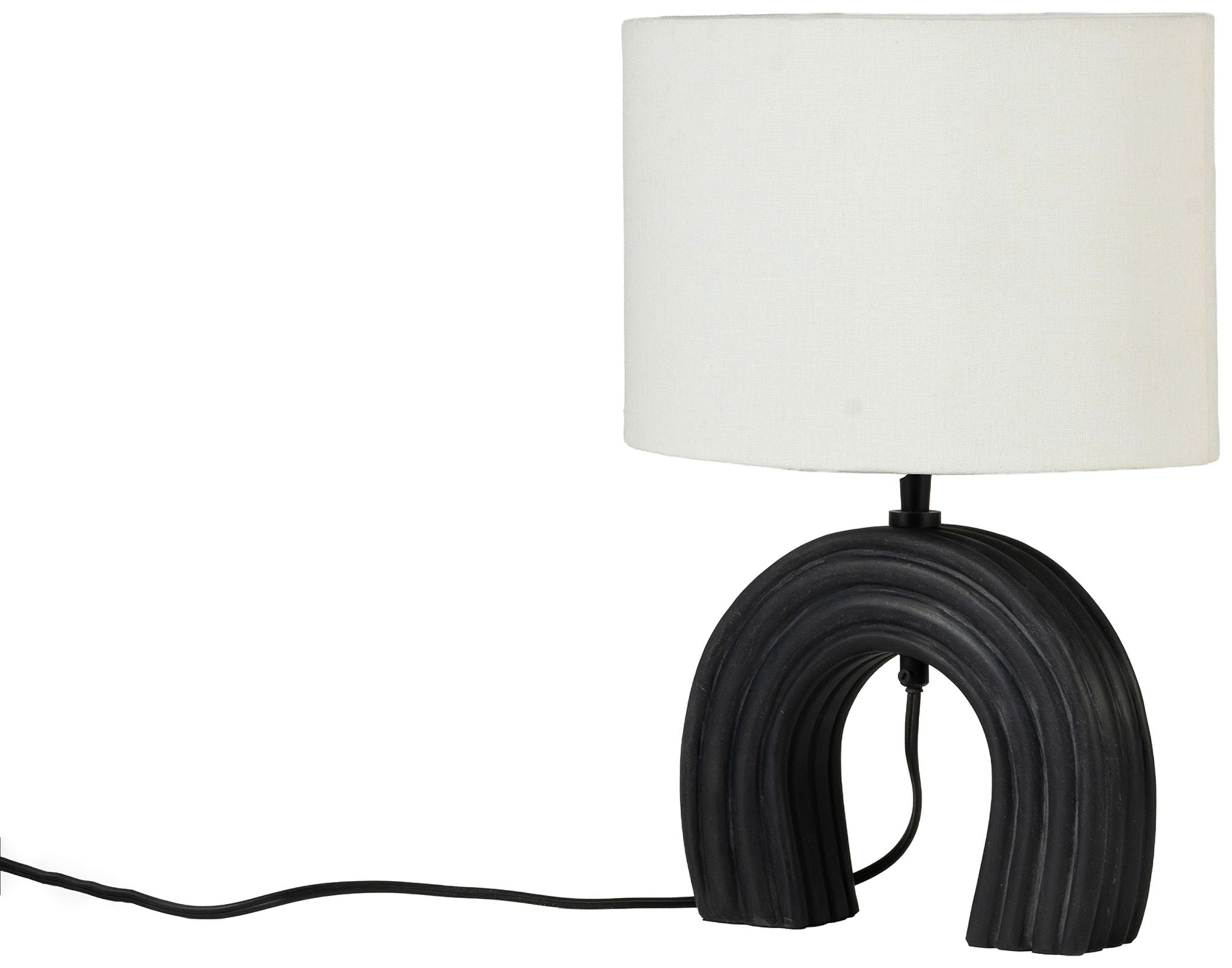 Lithos - Genuine Marble Base And Linen Textured Fabric Shade Table Lamp