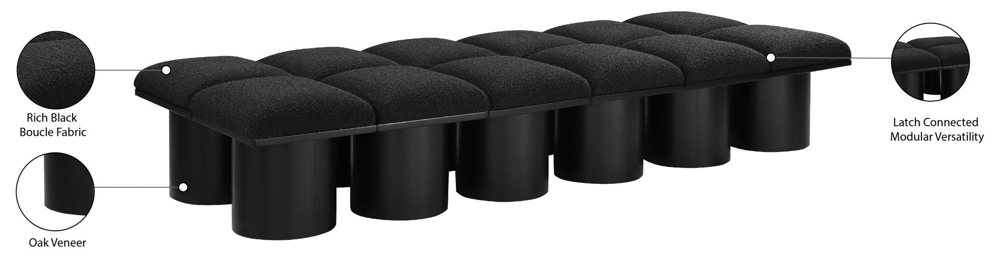 Pavilion - 12 Piece Modular Bench With Black Base