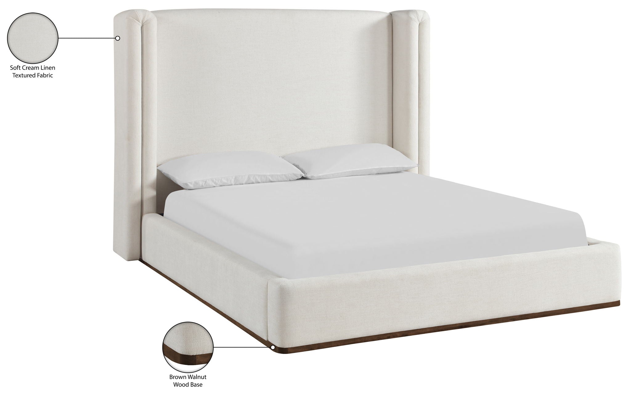 Solange - Linen Textured Fabric Upholstered Bed