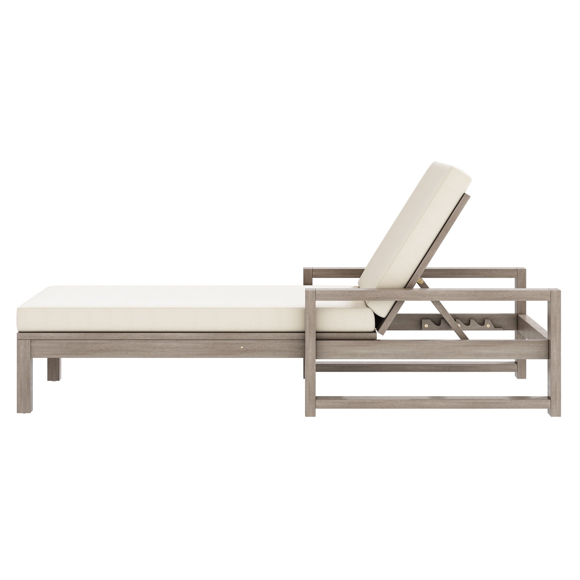 Outdoor Lounge Chairs, 5 Position Chaise Lounge With Adjustable Backrest (Set of 2) - Gray