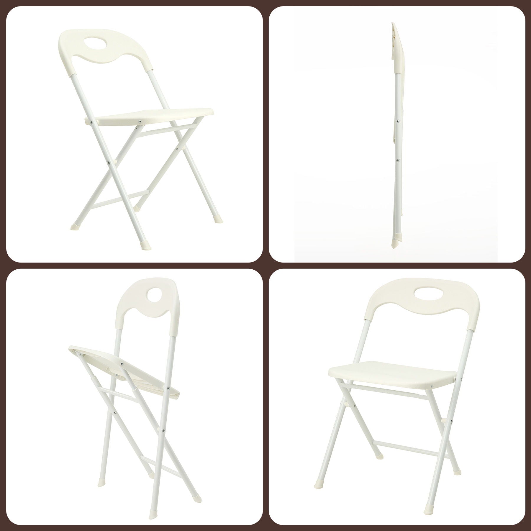 Folding Chairs, Stackable & Waterproof (Set of 4) - White