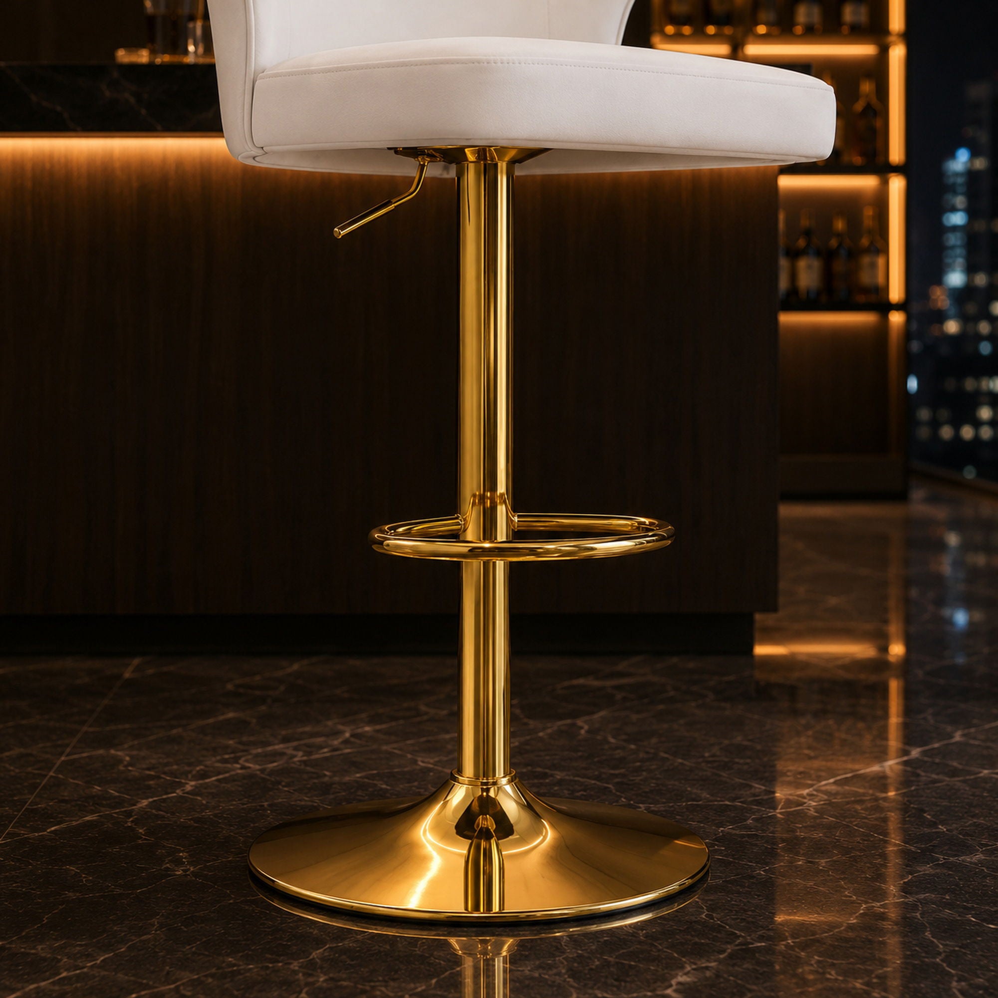 Adjustable Swivel Bar Chair With High Back Support