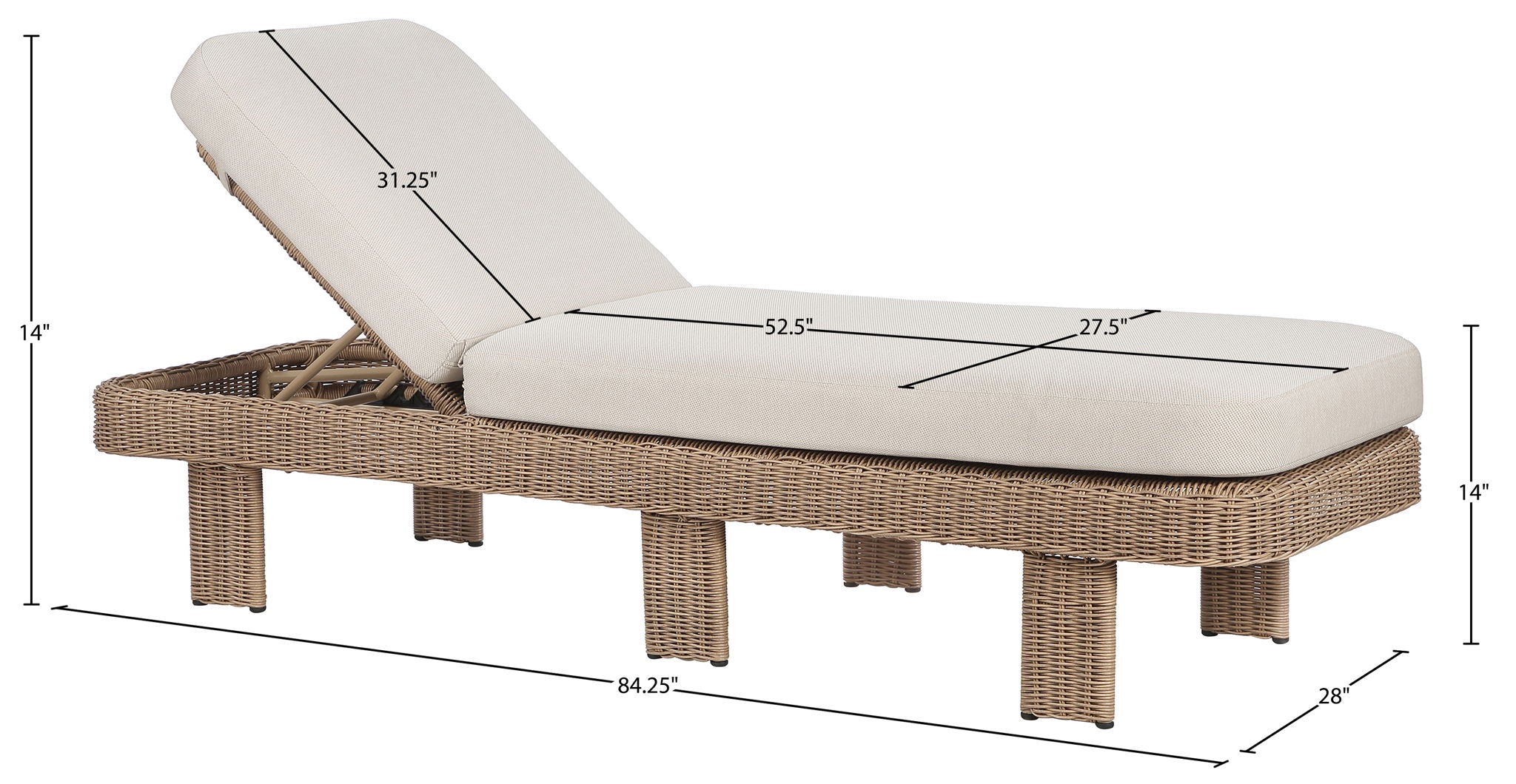 Sandbay - Olefin Water Resistant Fabric And Wicker Outdoor Patio Lounge Chair