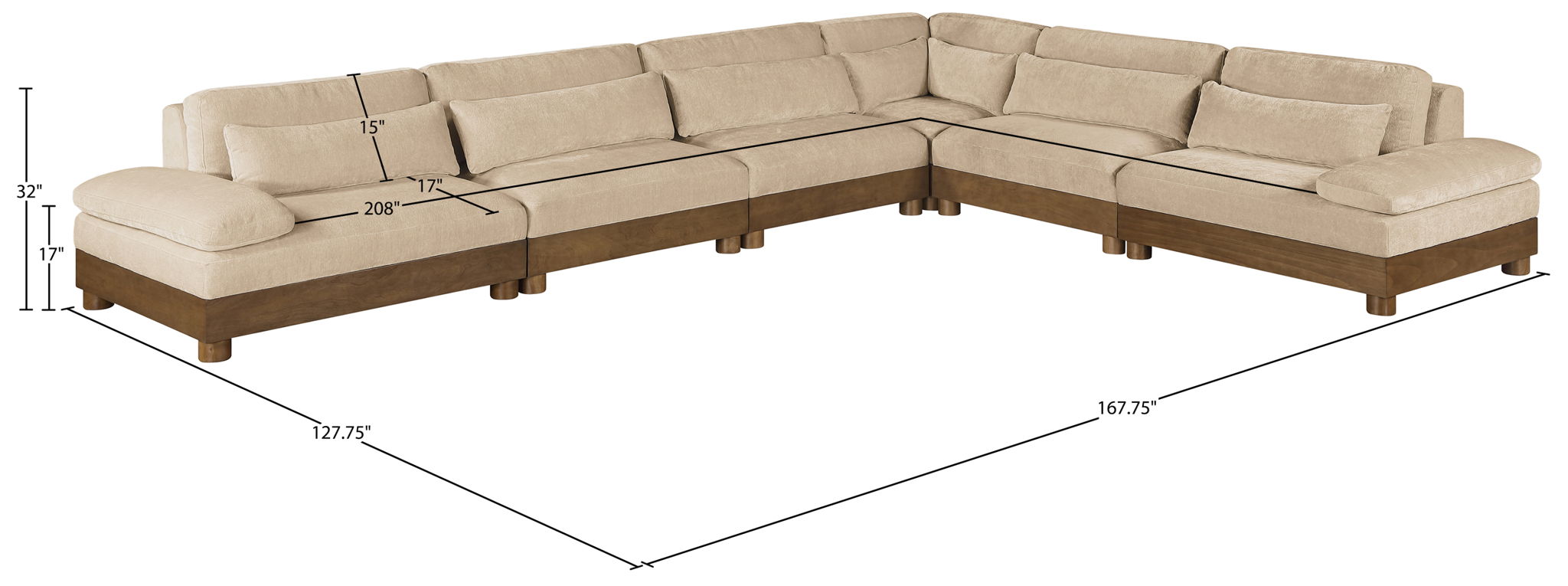 Turin - Chenille Fabric Upholstered Modular Sectional - Beige