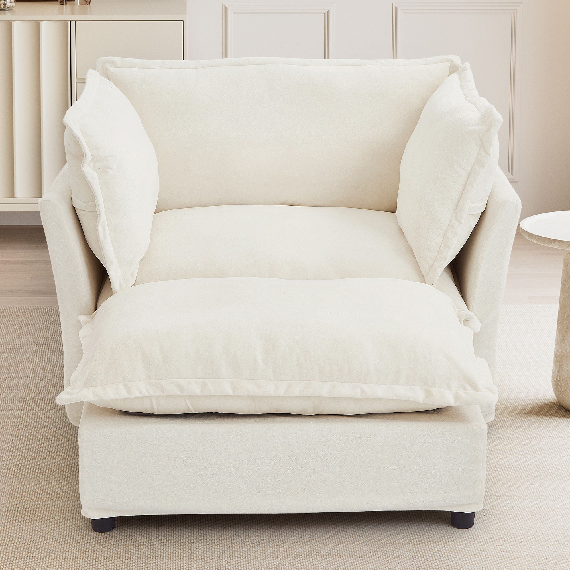 Modern Armchair Sofa With Movable Ottoman