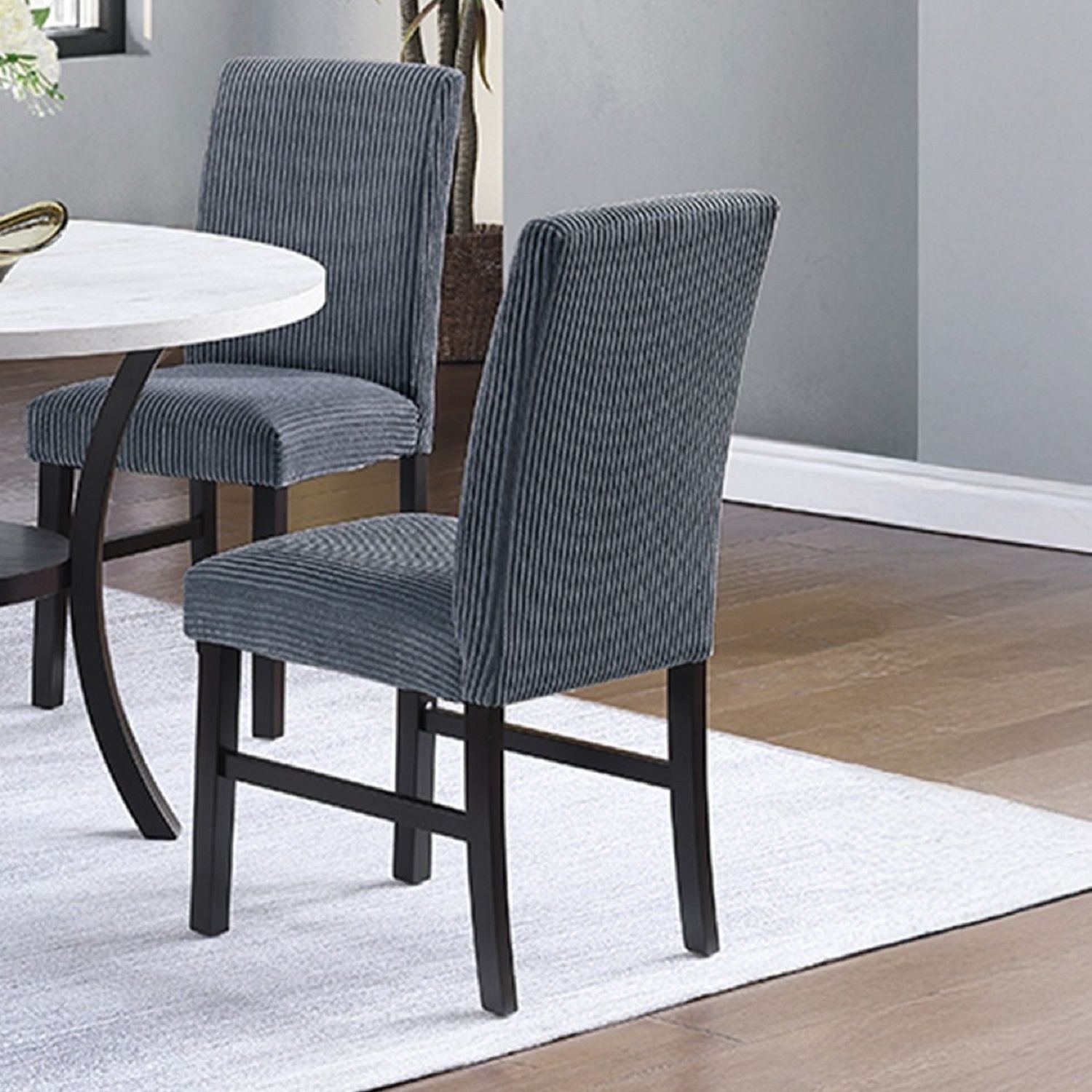 5 Piece Dining Set Chairs, Table With Lower Shelf - Black / Dark Gray / White