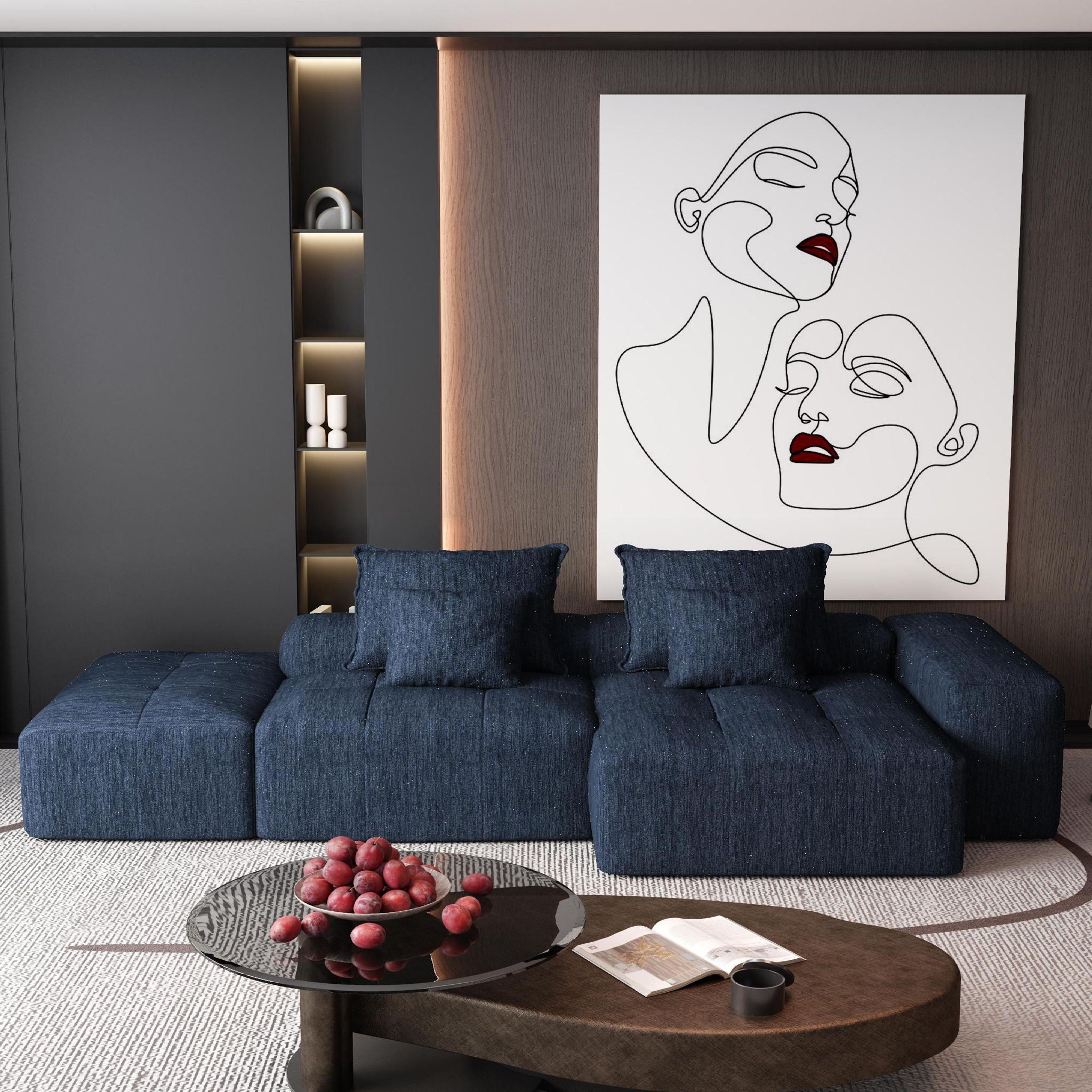 Modern Oversized Diy Combination Modular Sectional Sofa & Pillows