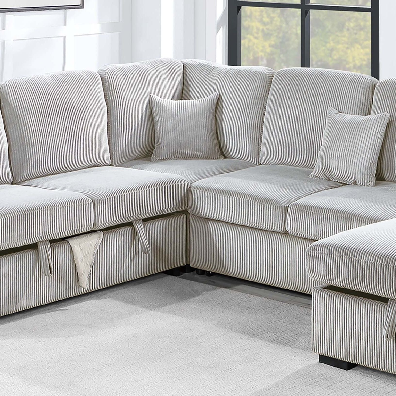 Modern Design Convertible Sectional Storage Bed With USB Port