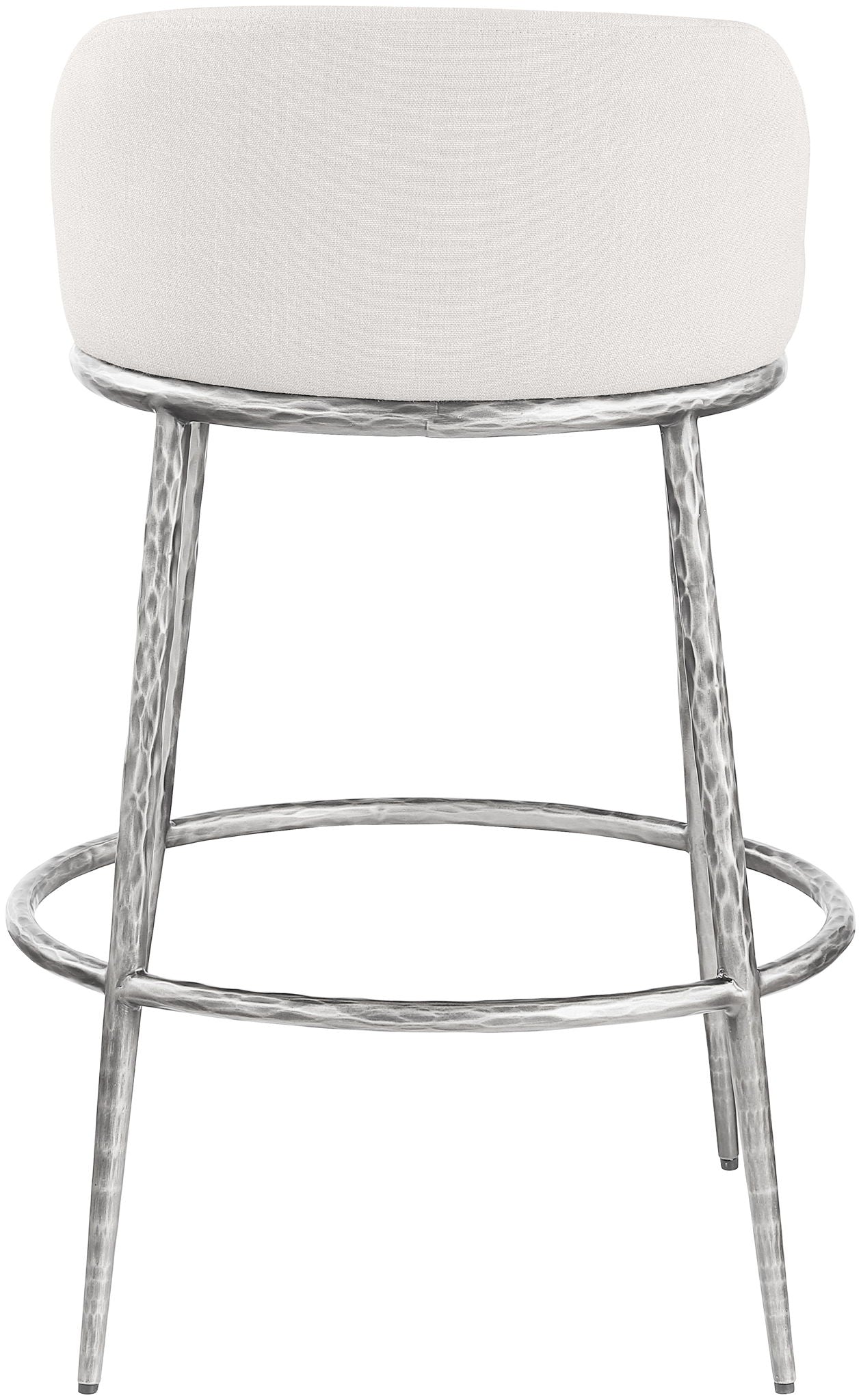 Ferro - Performance Fabric Upholstered Bar Stool - Antique Silver