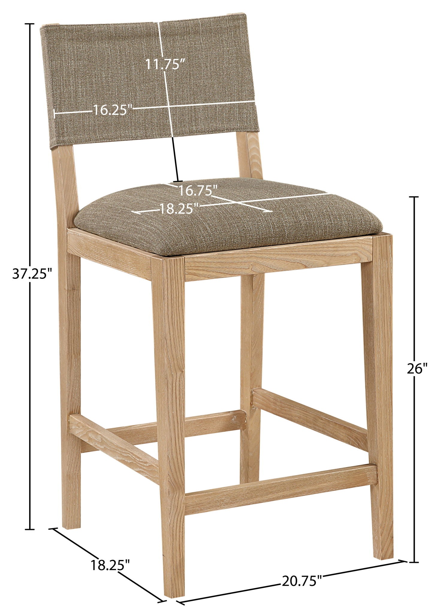 Avon - Linen Textured Performance Fabric Upholstered Counter Stool