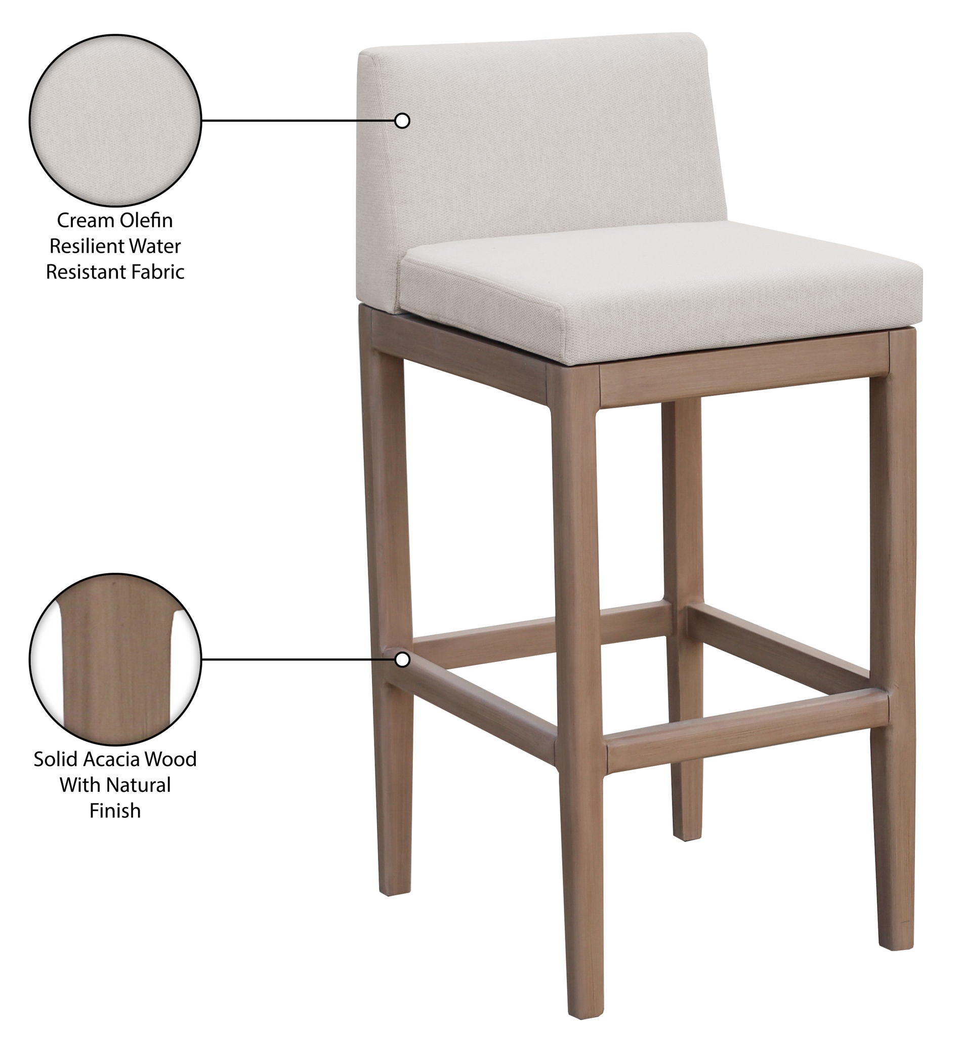 Solace - Olefin Performance Fabric Outdoor Patio Bar Stool