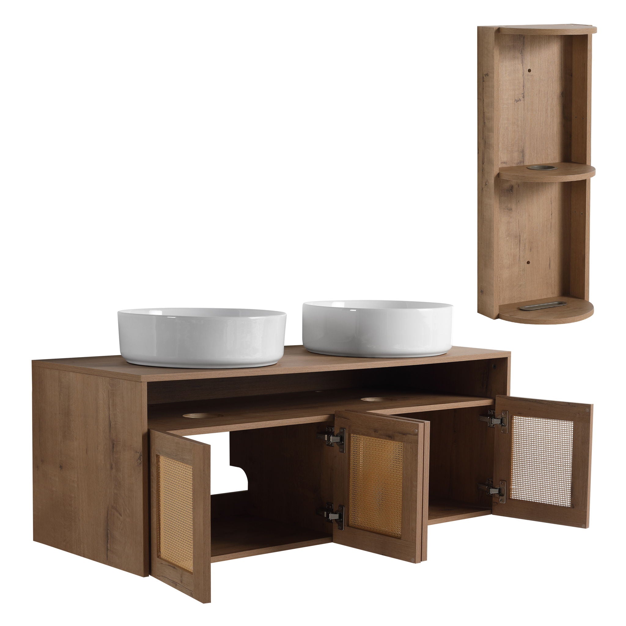 Bathroom Vanity With Art Sink And Storage Rack, Float Mounting Design