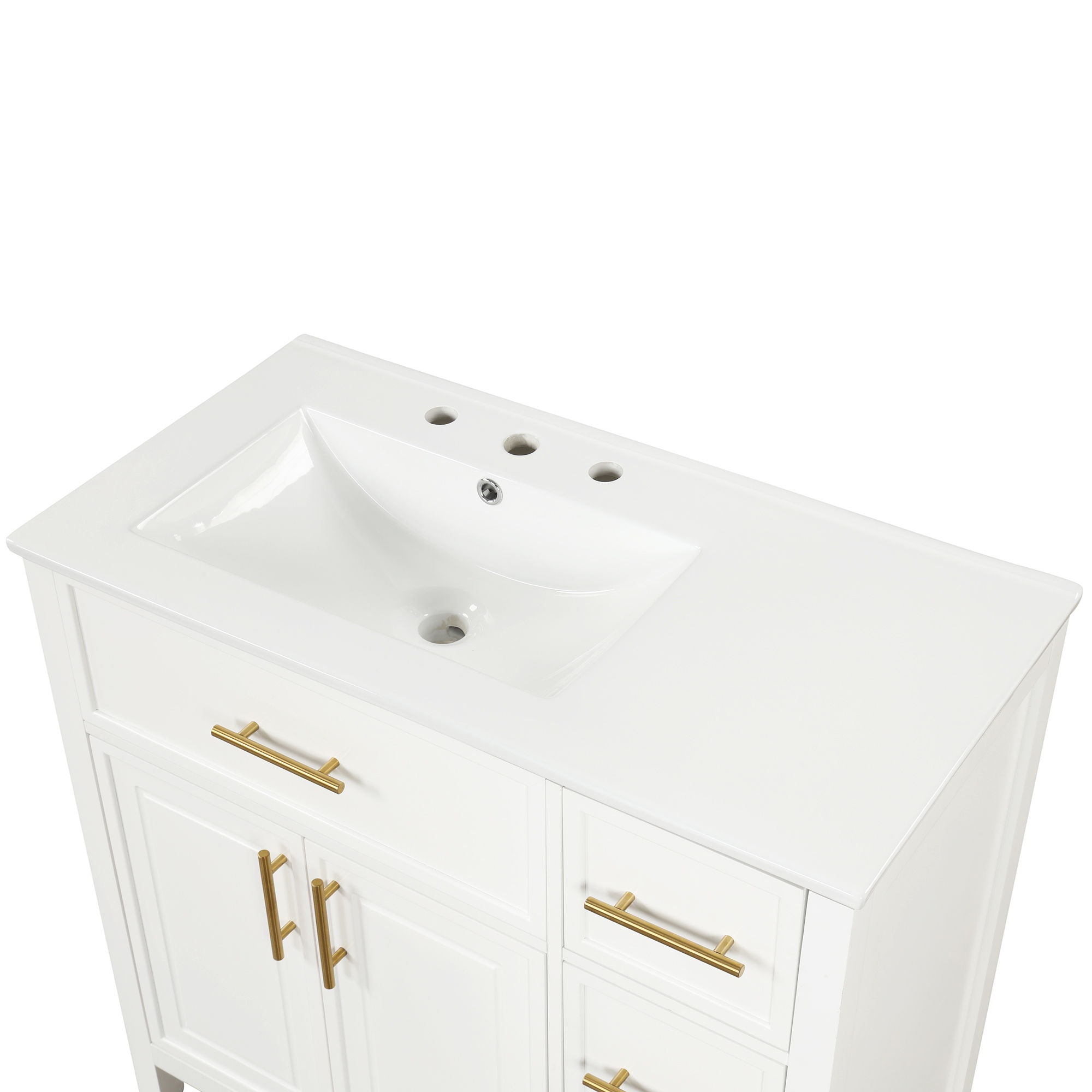 Modern Bathroom Vanity With Sink Top, 2 Doors And 3 Drawers