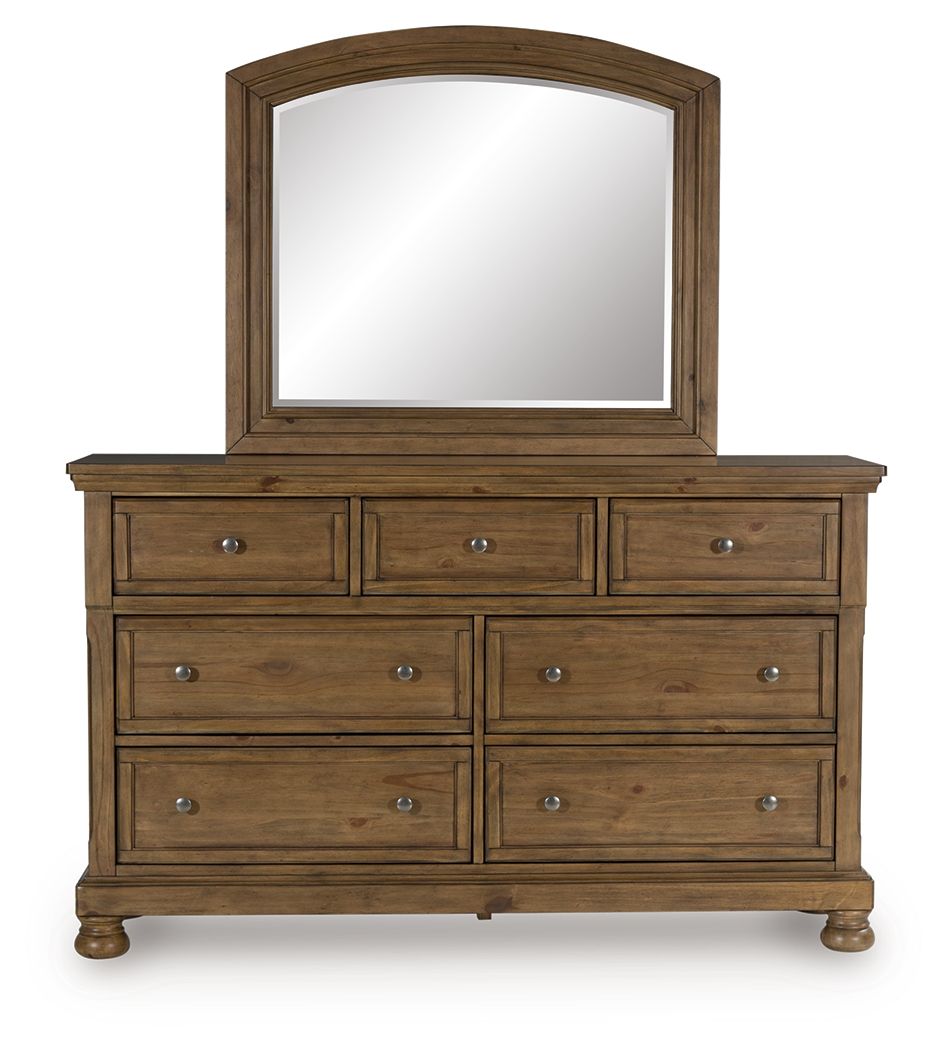 Feddinger - Dresser And Mirror - Medium Brown