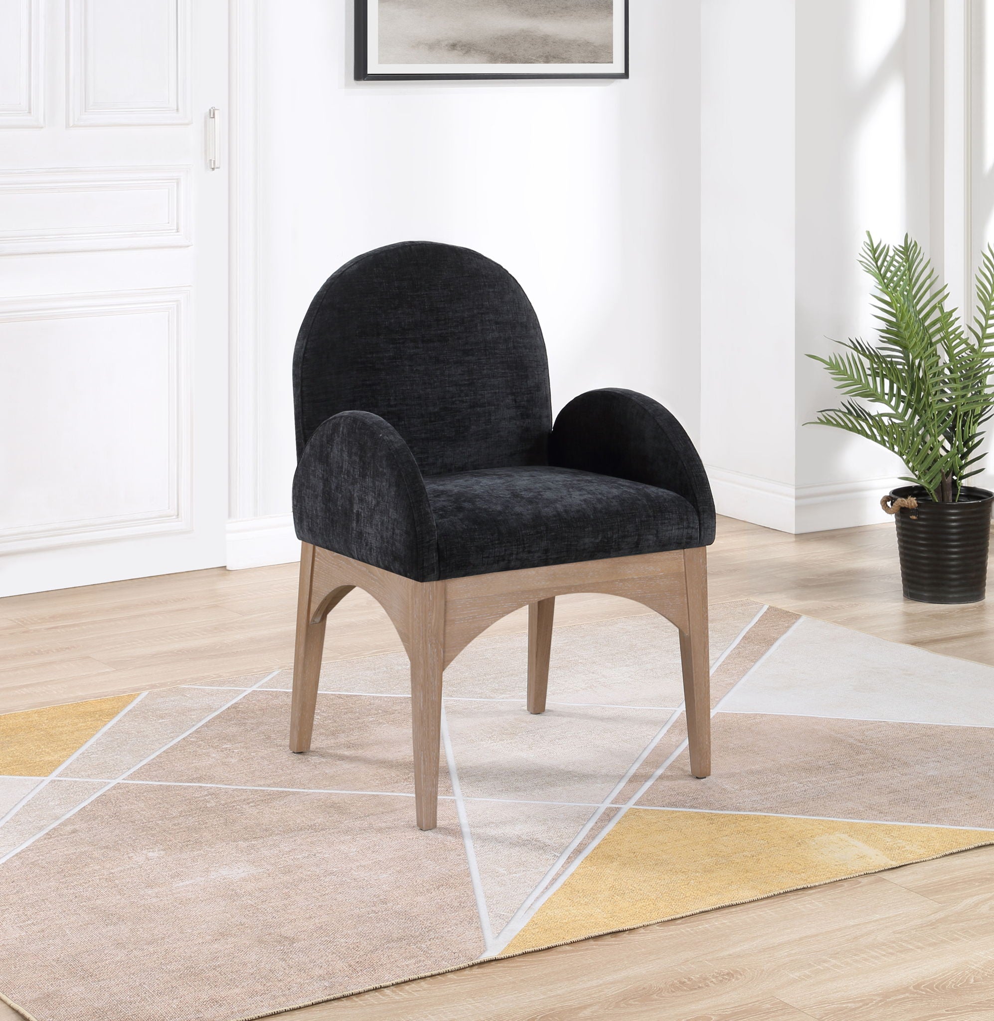 Waldorf - Chenille Dining Arm Chair With Natural Legs