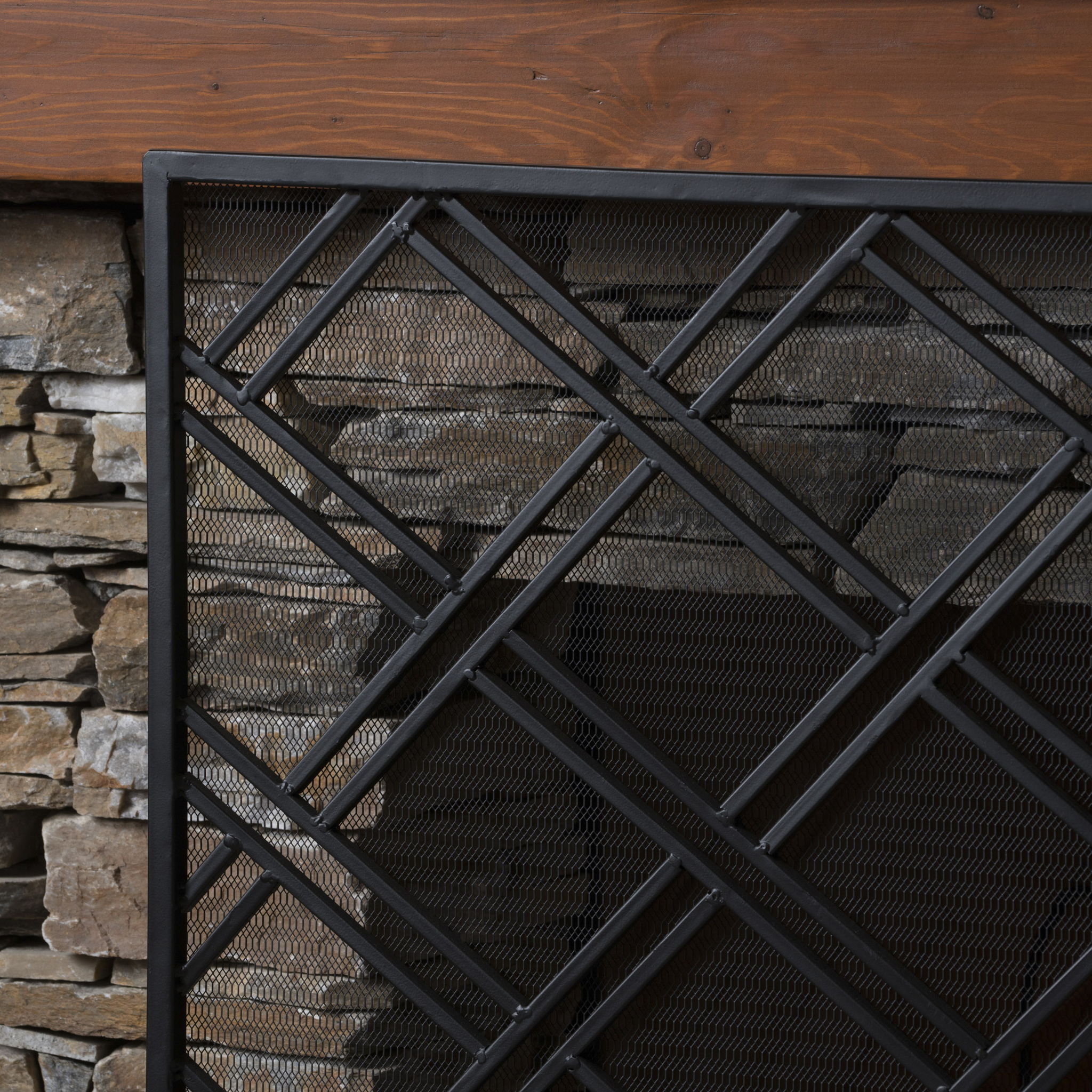 Elegant Design Fire Screen Protective Barrier Iron - Black
