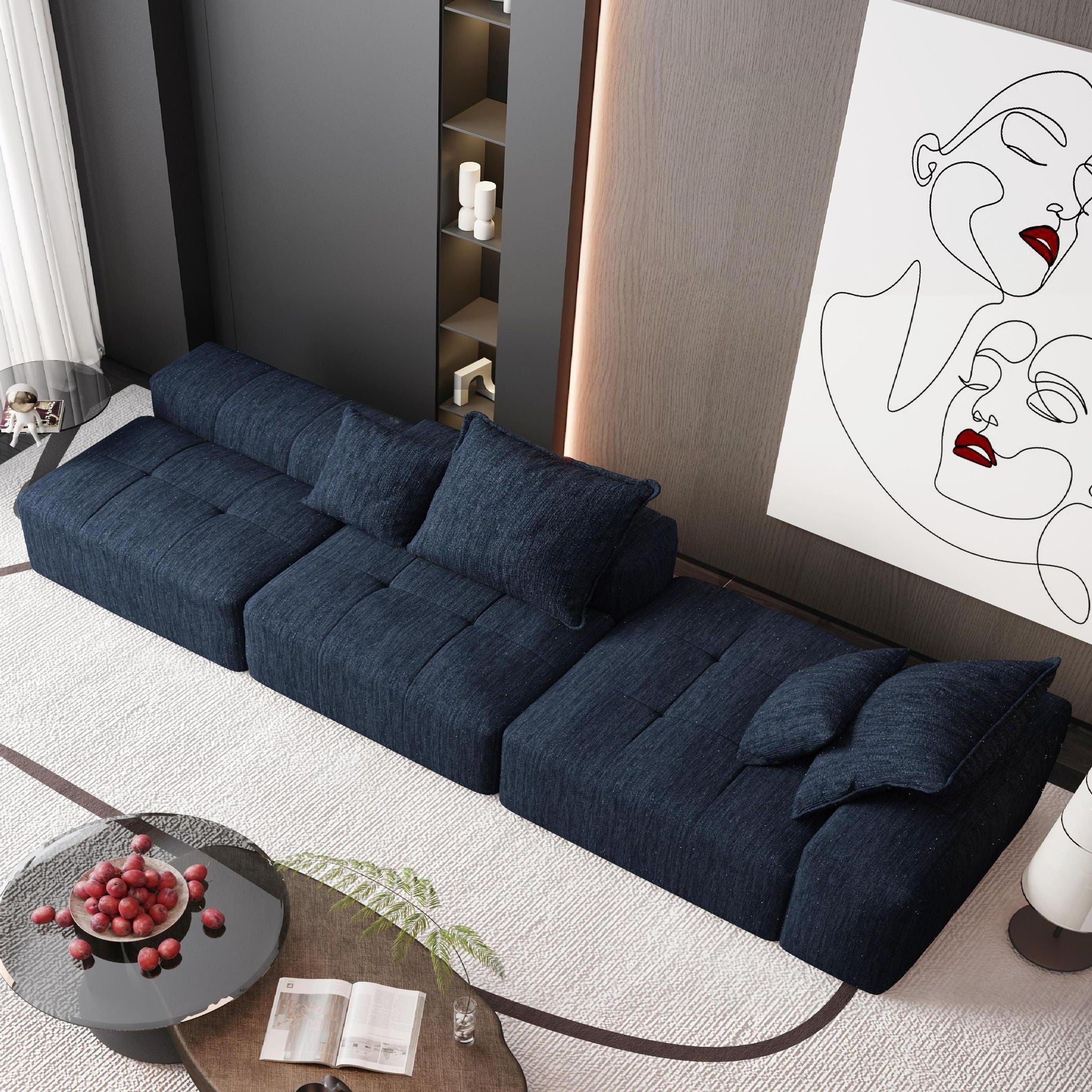 Modern Oversized Diy Combination Modular Sectional Sofa & Pillows