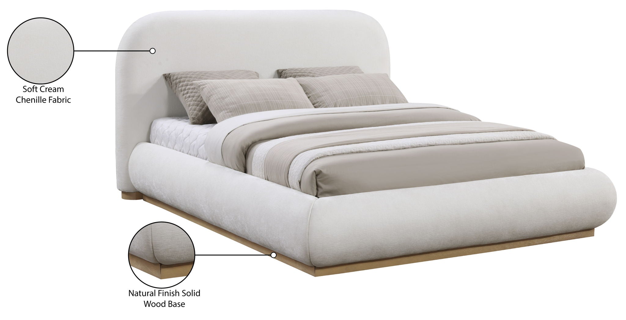 Vaughn - Chenille Bed With Natural Base