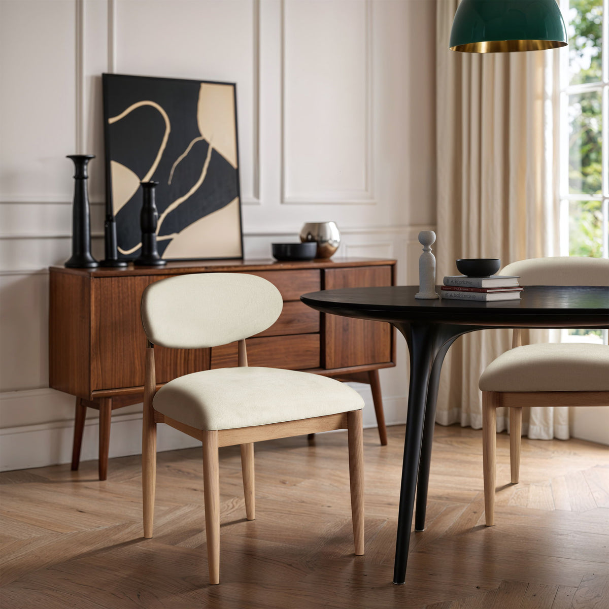 Riccio - Fabric Dining Side Chair (Set of 2) - Natural Frame