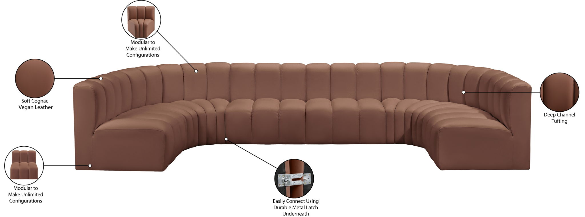 Arc - Faux Leather Modular U-Shaped Sectional