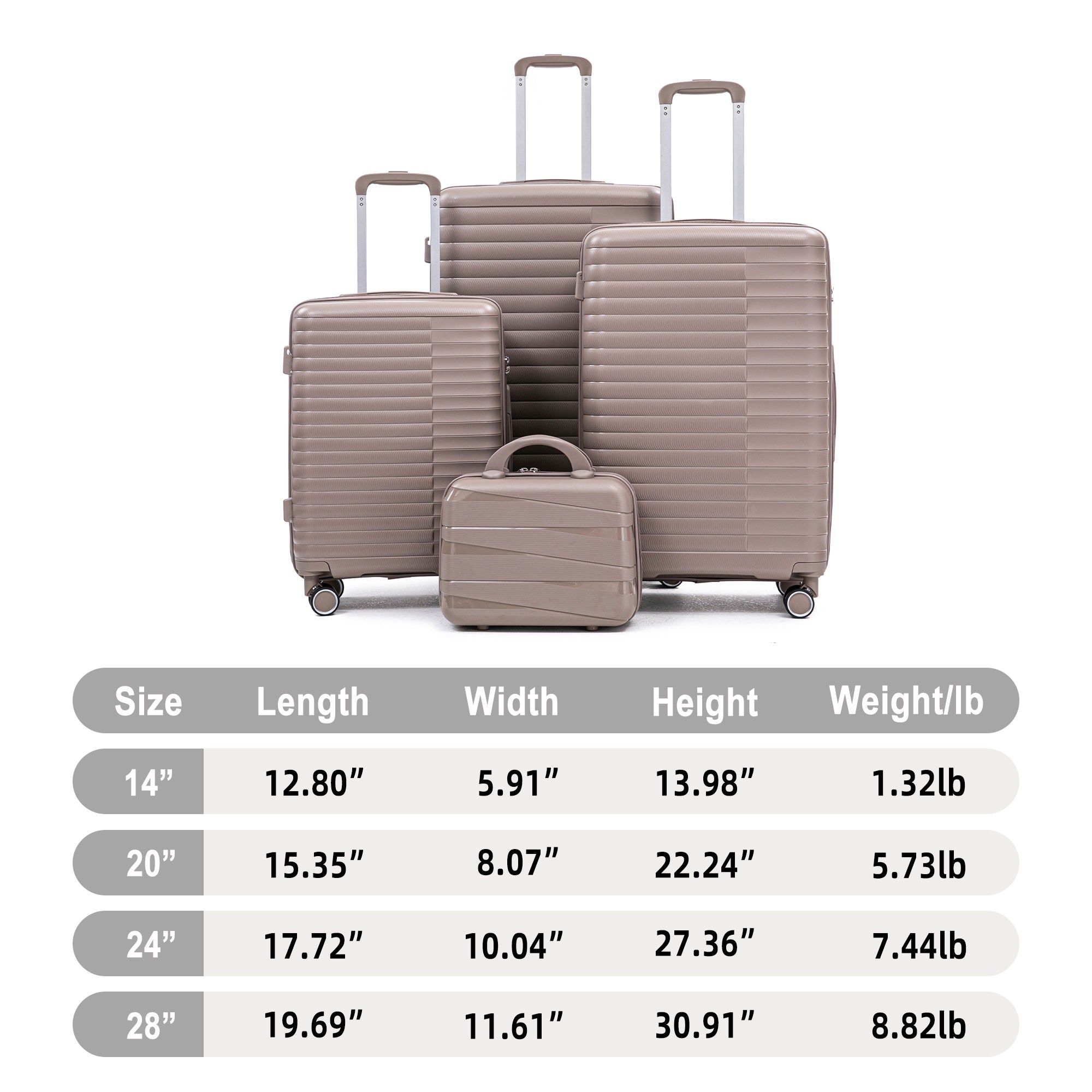 4 Piece Luggage Set, Combination Lock