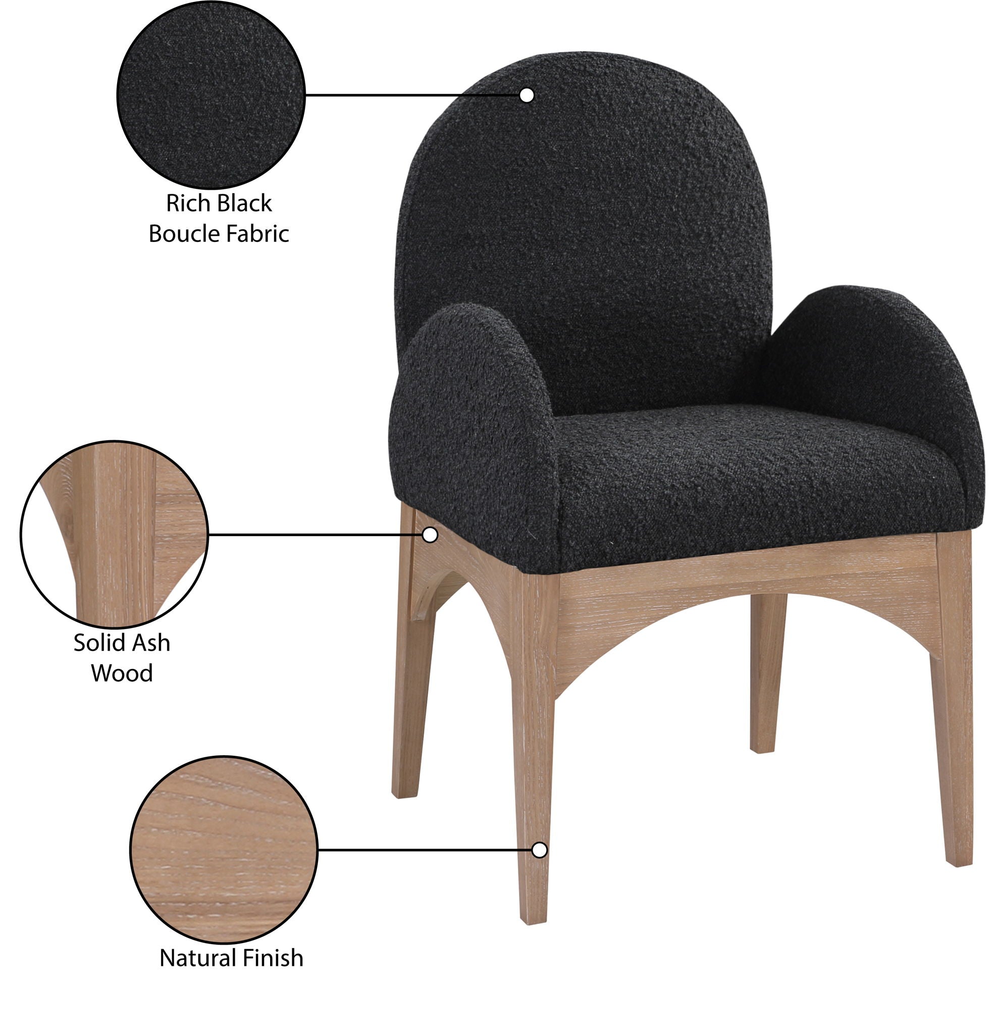 Waldorf - Boucle Dining Arm Chair With Natural Legs