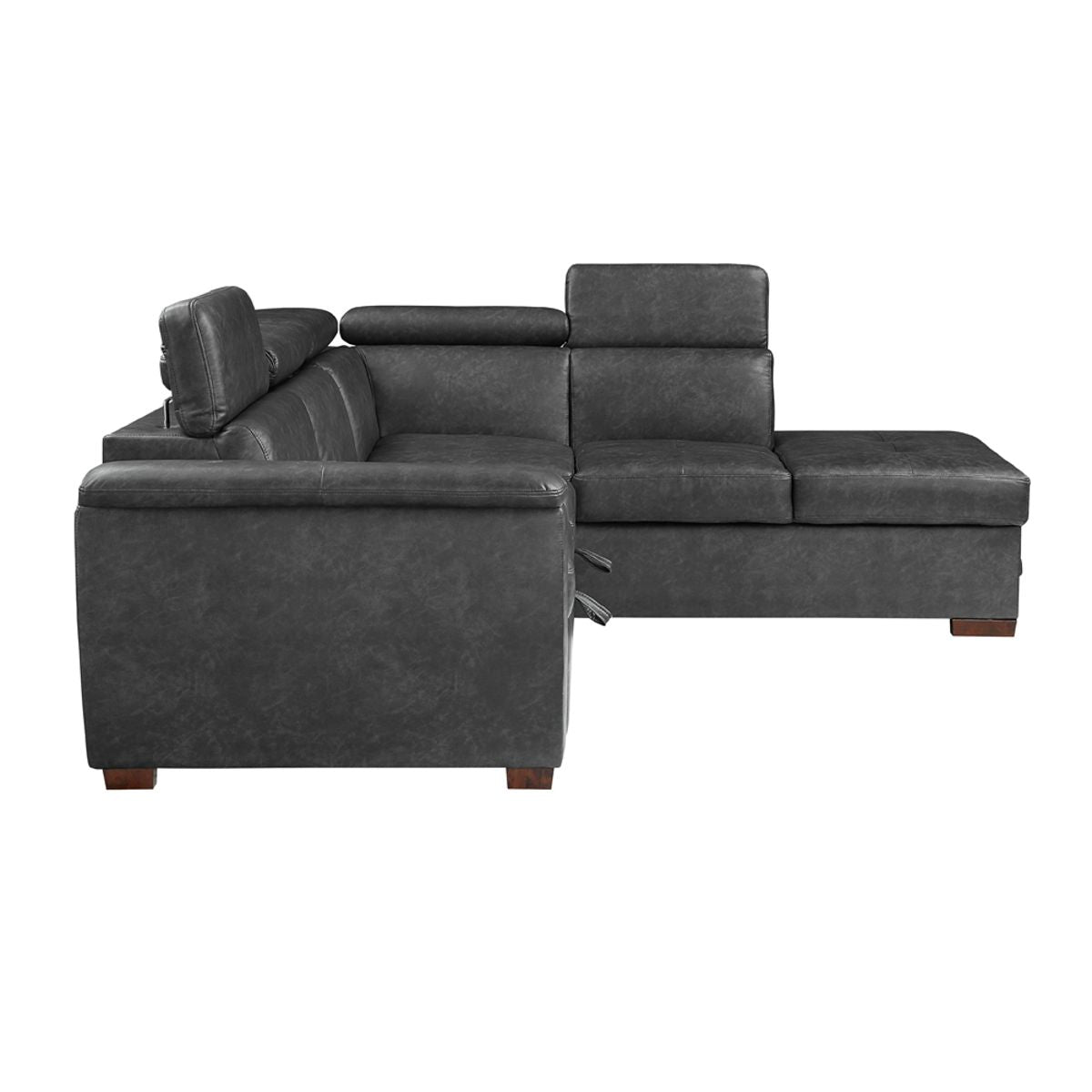 Barre - 2 Piece Sectional With Pull-Out Bed And Right Chaise With Hidden Storage, Adjustable Headrests - Gray