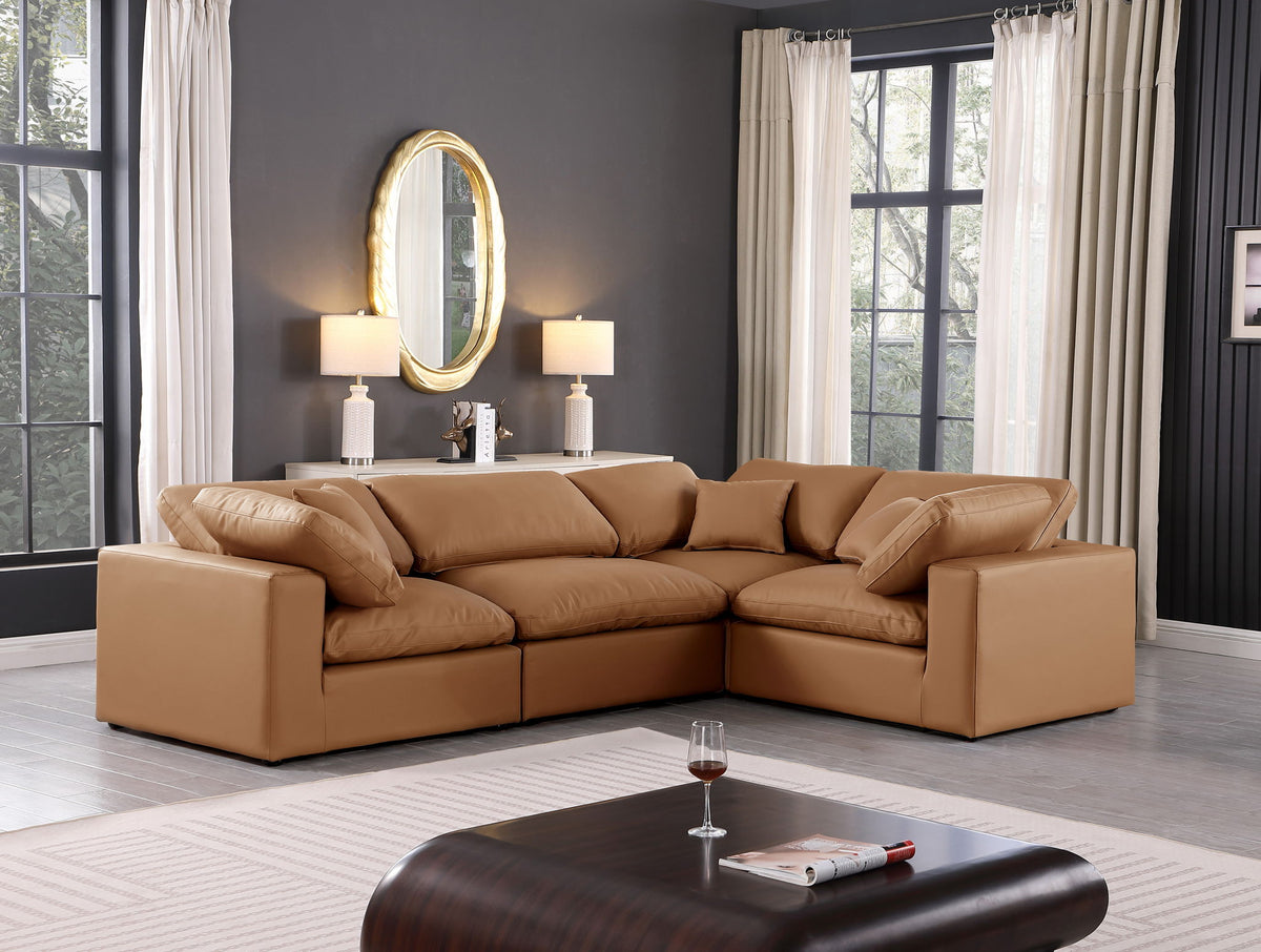 Comfy - 4 Piece Faux Leather Modular Sectional