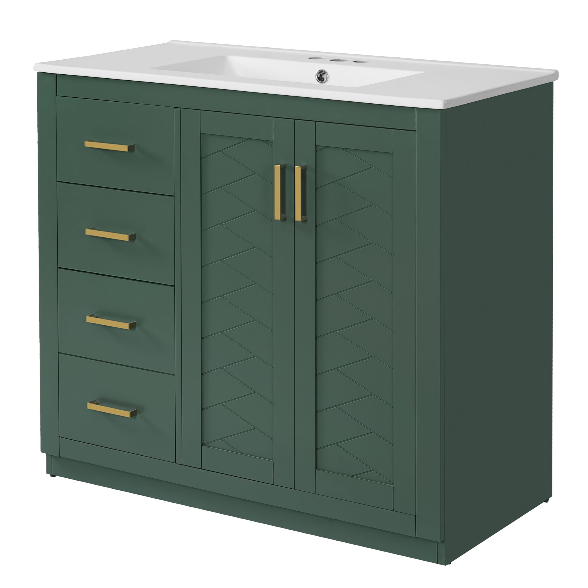 Bathroom Vanity With Sink Combo, Storage Cabinet, Freestanding Set With 3 Drawers & Soft Closing Doors