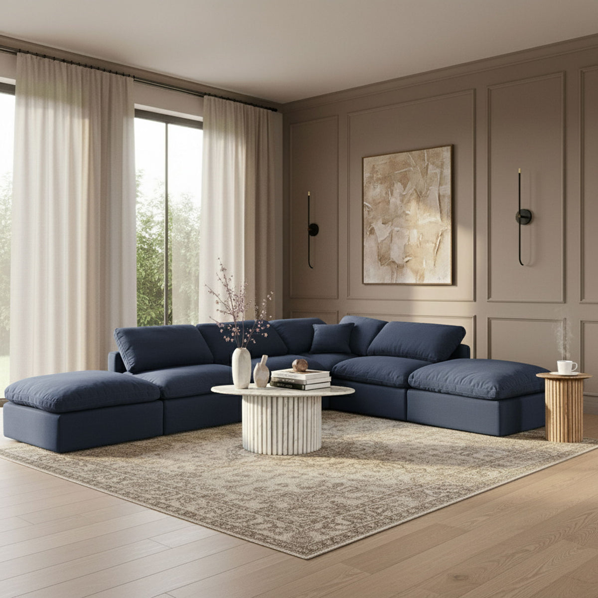 Indulge - Linen 6 Piece Modular Armless Sectional
