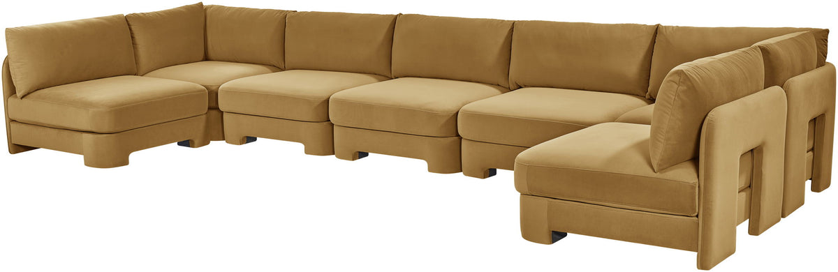 Hammond - Velvet Performance Fabric Upholstered 7 Piece U-Shaped Armless Sectional