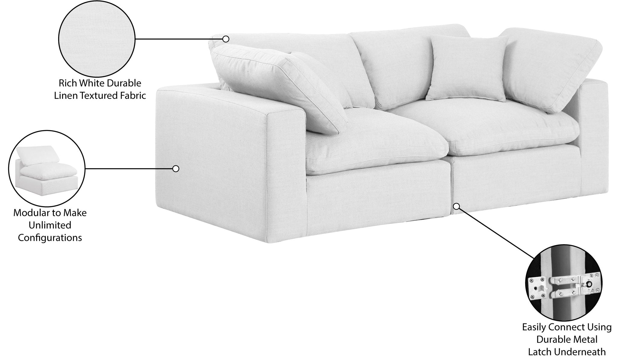 Comfy - Linen Modular Sofa 2 Seats