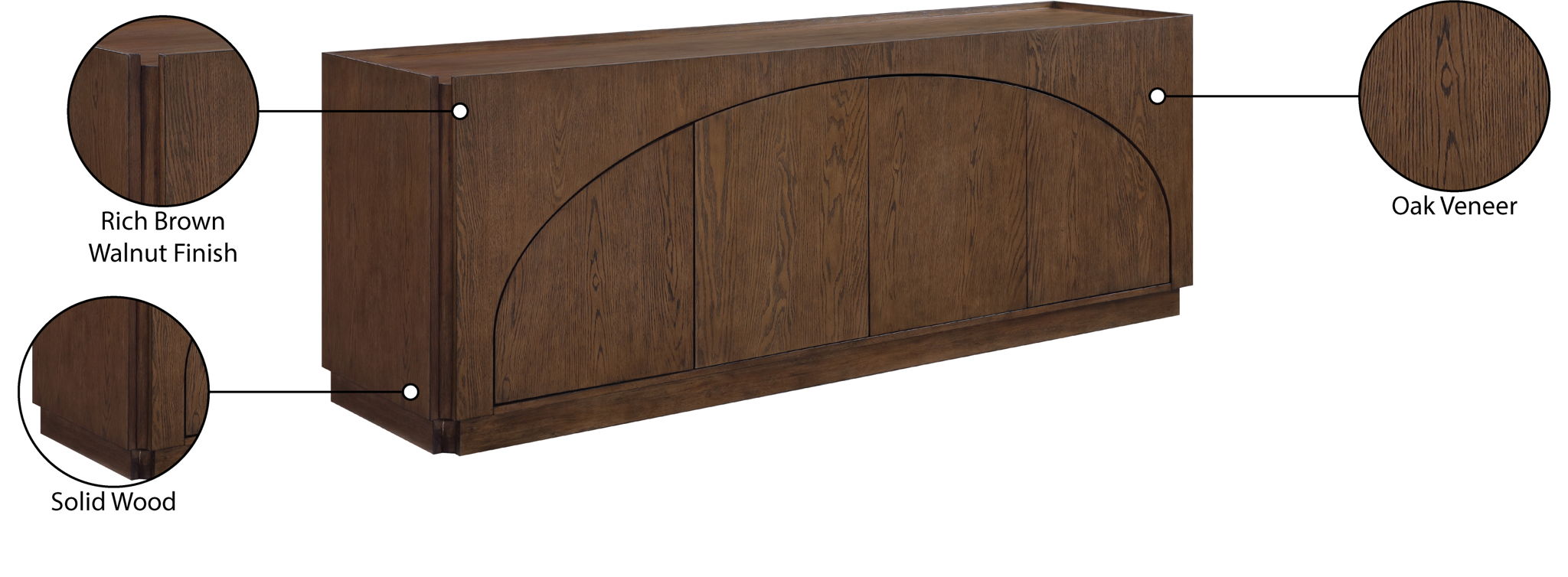 Everson - Oak Veneer And Solid Wood Sideboard/Buffet - Brown