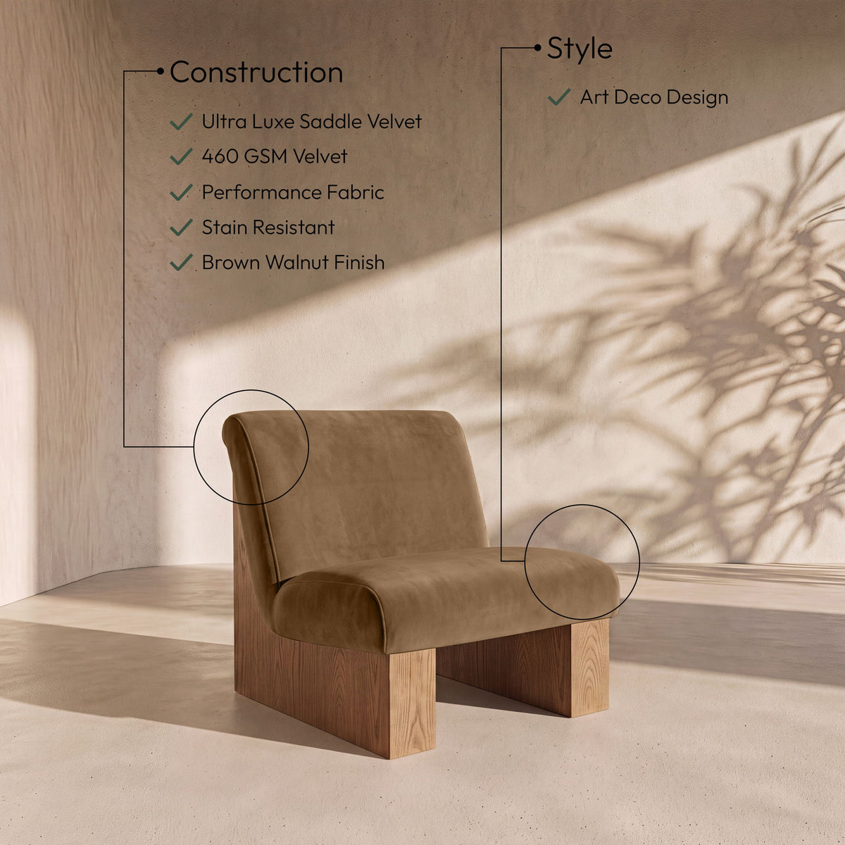 Vantage - Velvet Performance Fabric Upholstered Accent Chair