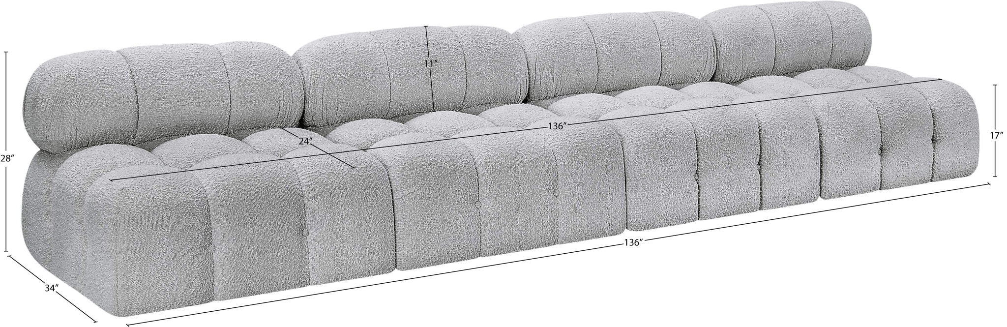 Ames - 4 Seat Modular Armless Sofa